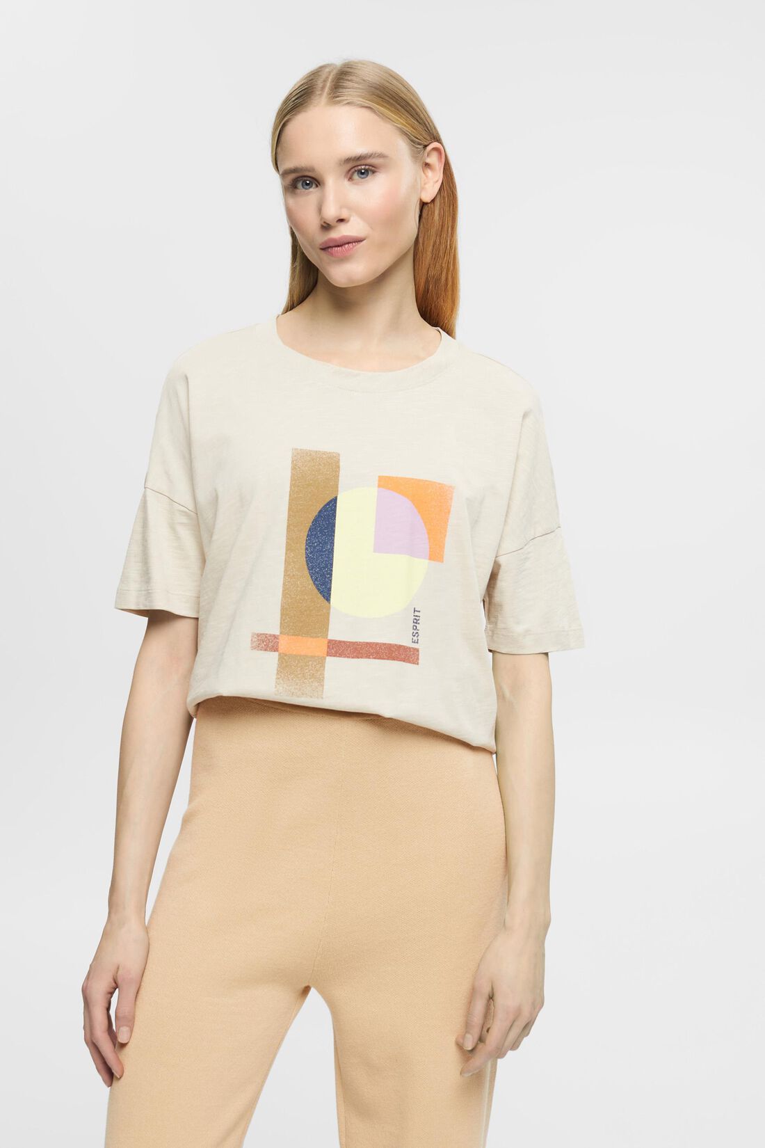 Baumwoll-T-Shirt mit geometrischem Print