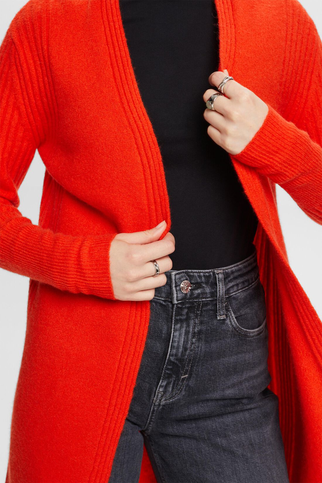 Langer Wollmix-Cardigan