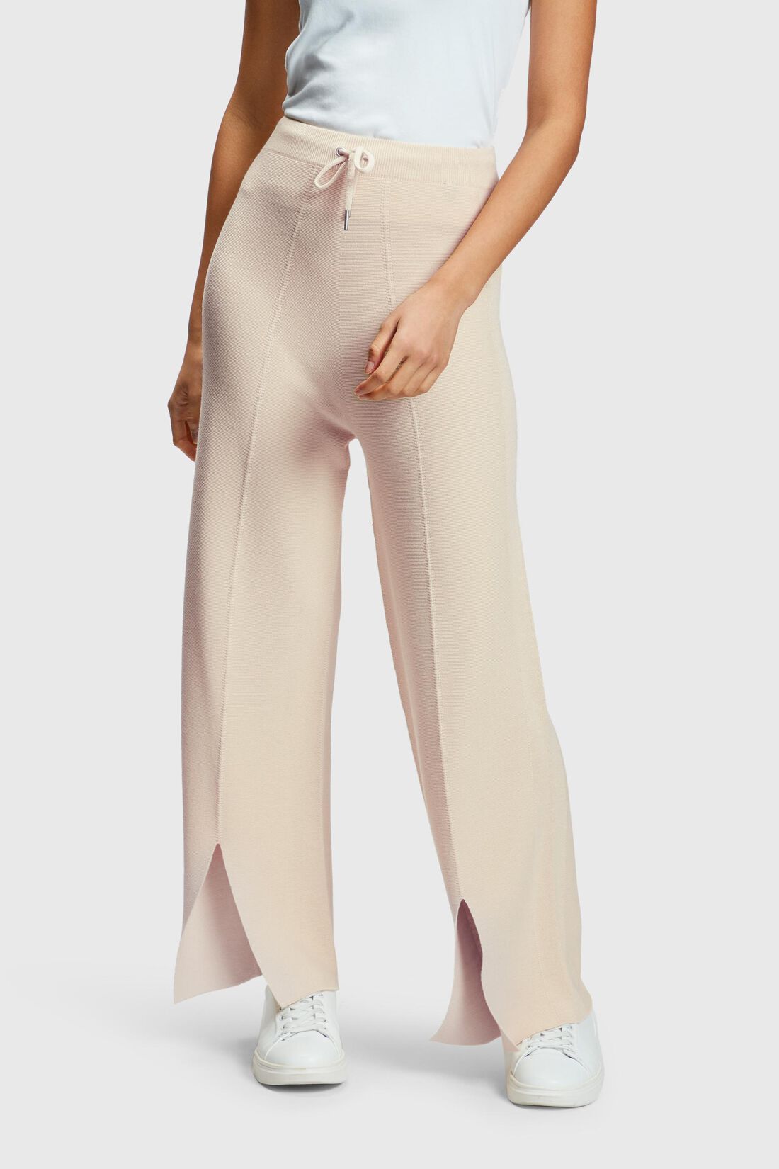 High-Rise-Pants mit weitem Bein und Schlitz vorne