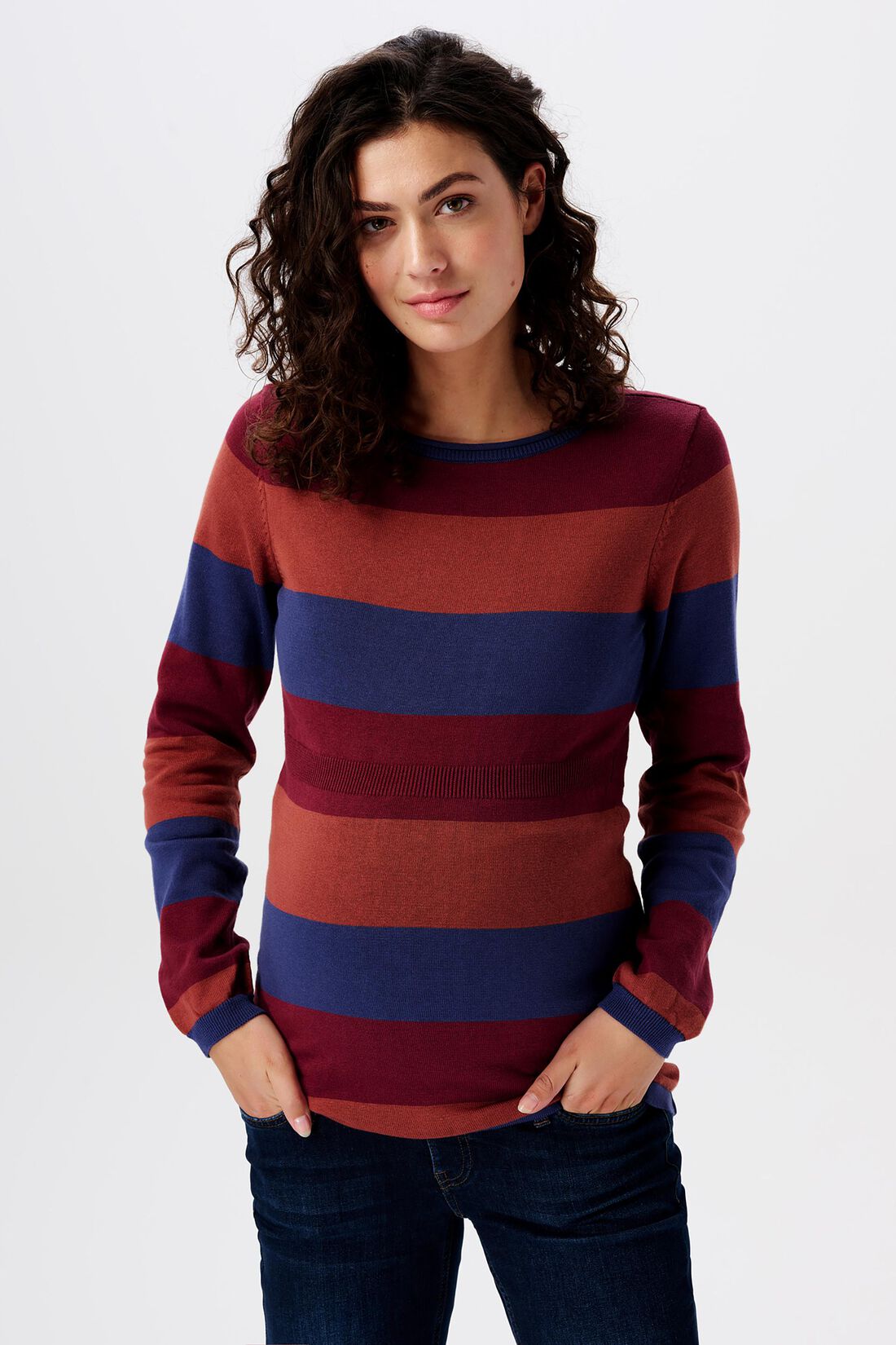 Gestreifter Rundhals-Pullover