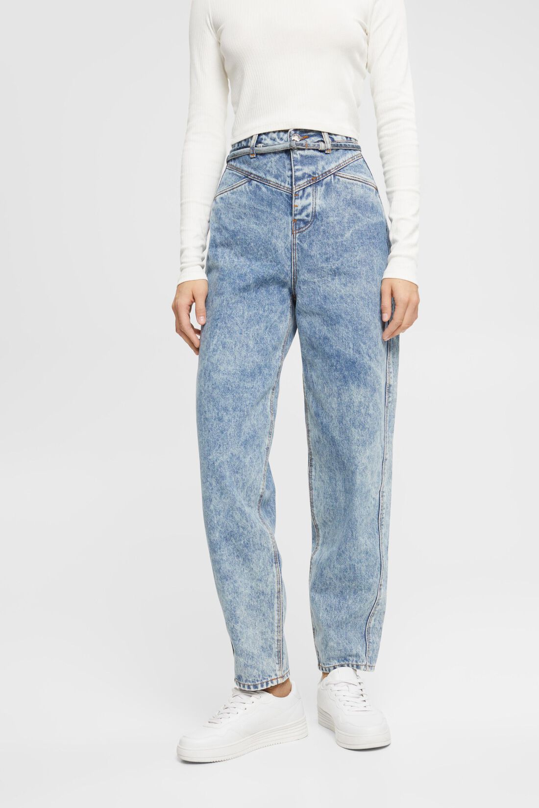 Banana-Fit-Jeans mit hohem Bund und Stonewashed-Effekt