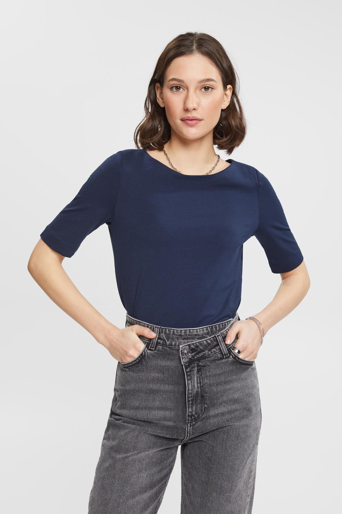 T-Shirt mit U-Boot-Ausschnitt