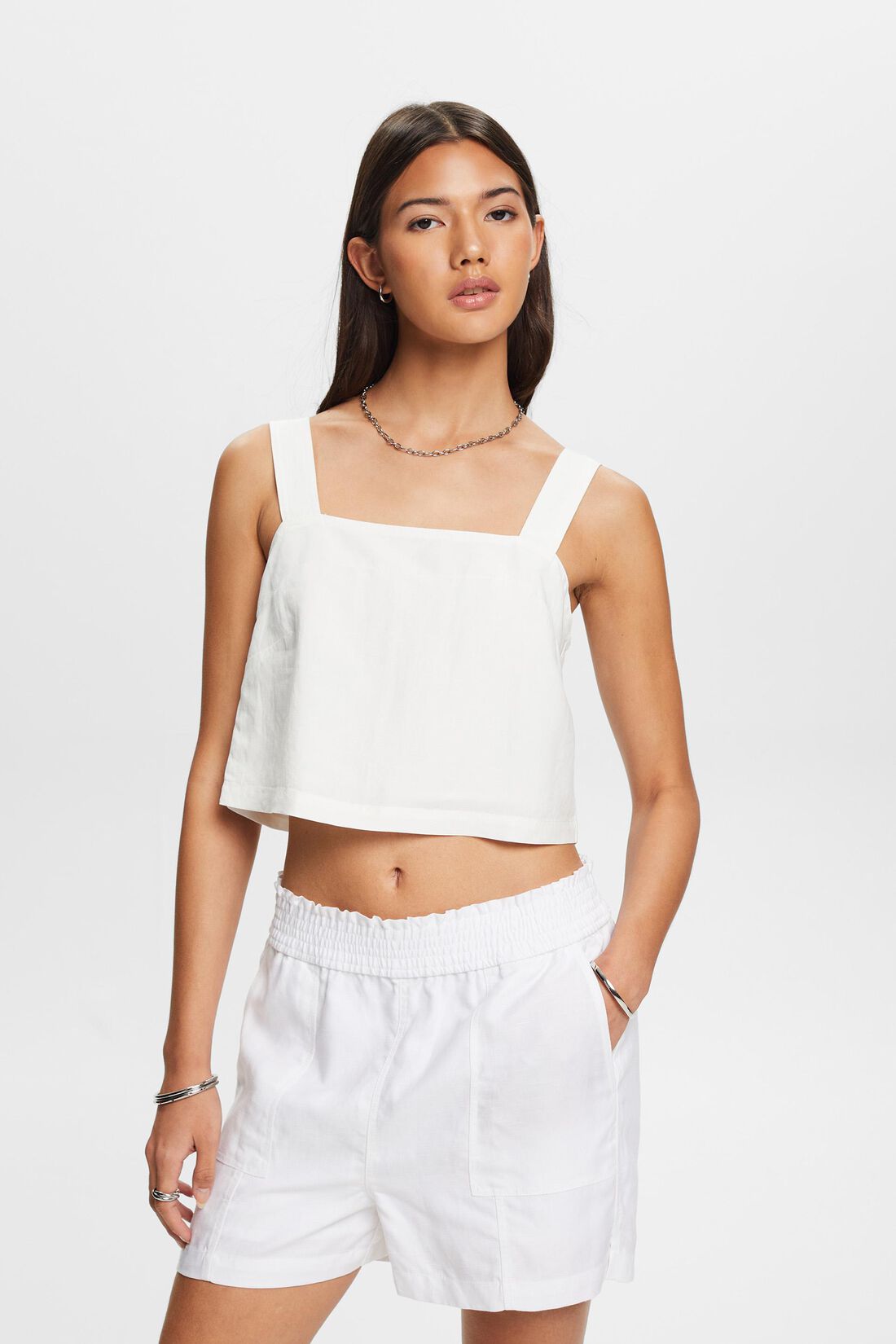 Verk&uuml;rztes Camisole, Leinenmix
