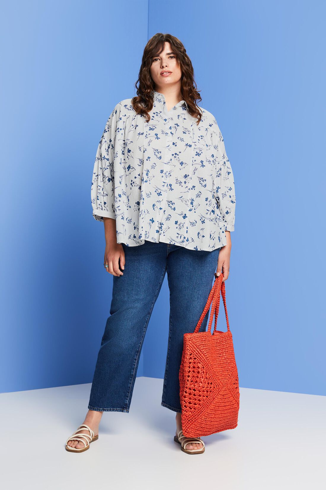 CURVY Oversize-Hemdbluse, 100% Baumwolle