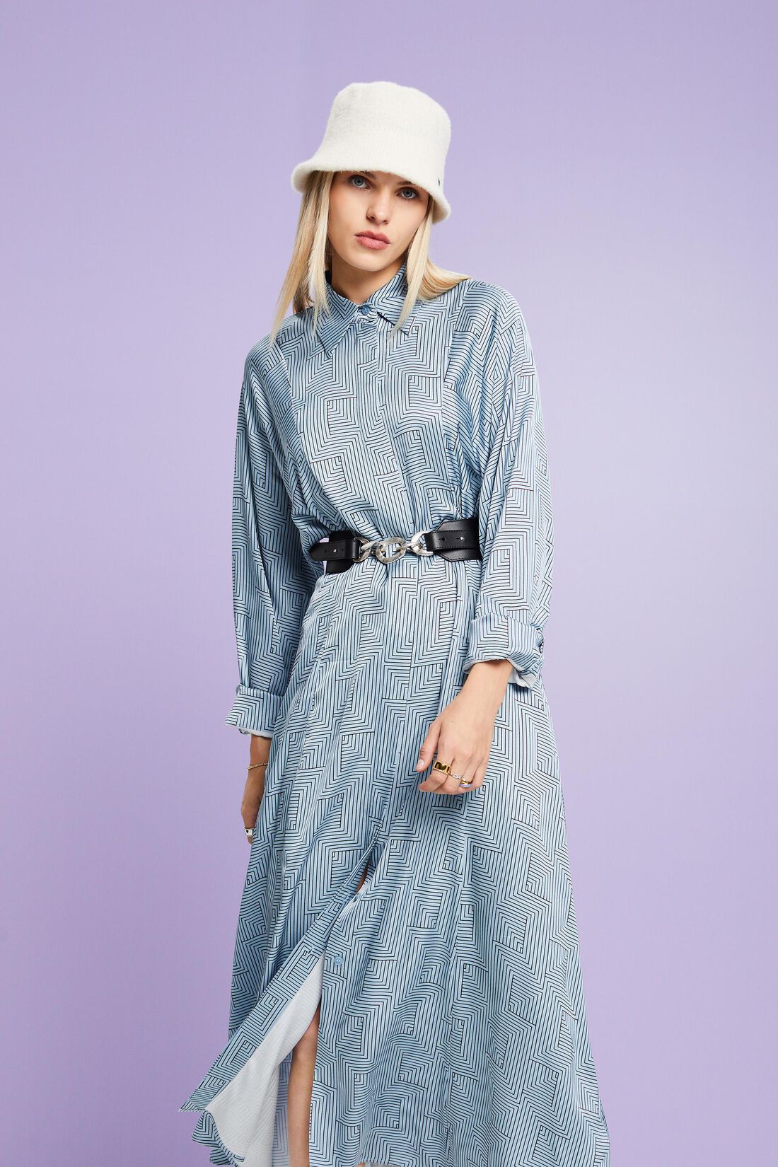 Charmeuse-Midikleid mit G&uuml;rtel