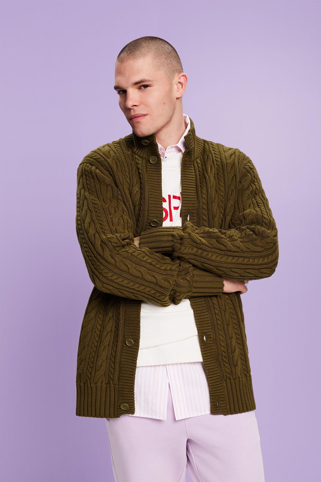 Zopfstrickcardigan aus Bio-Baumwolle