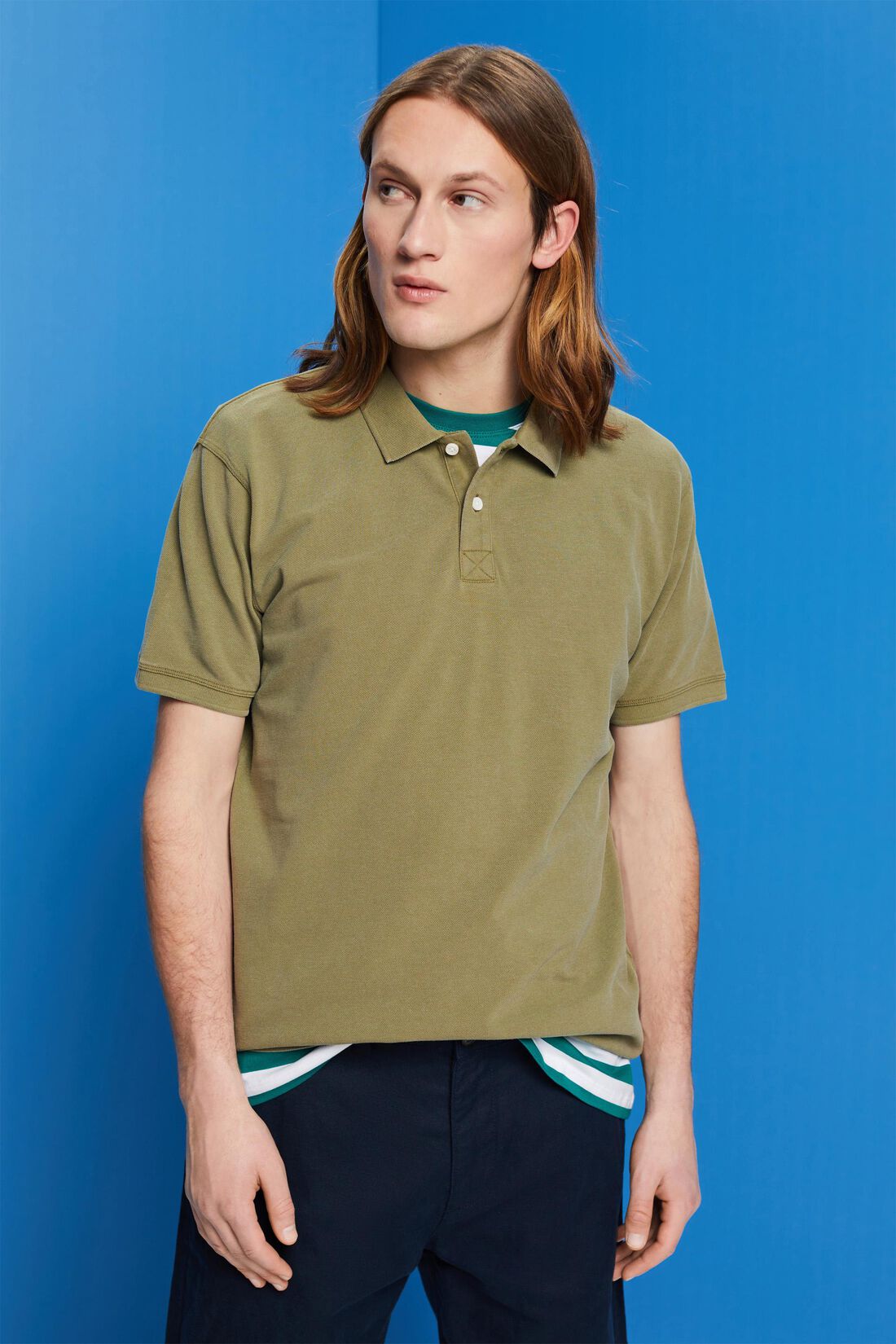 Poloshirt aus Stone-Washed-Baumwollpikee
