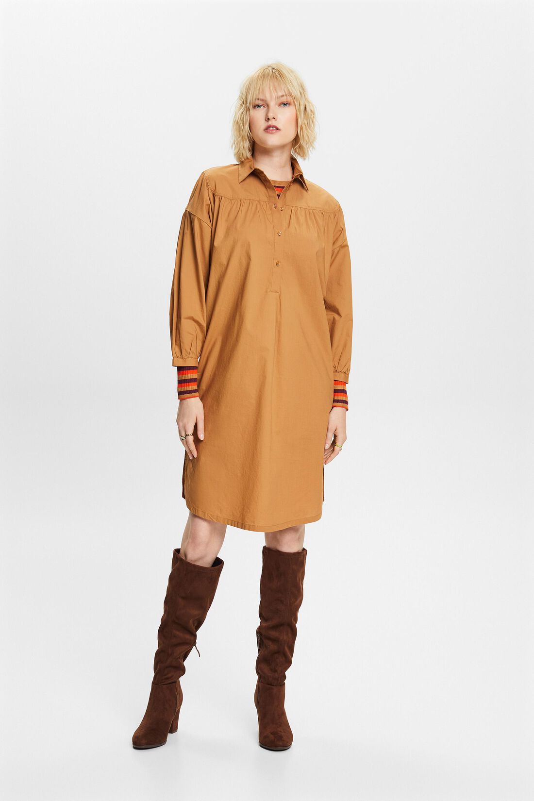 Hemdblusenkleid mit Bindeg&uuml;rtel, 100 % Baumwolle