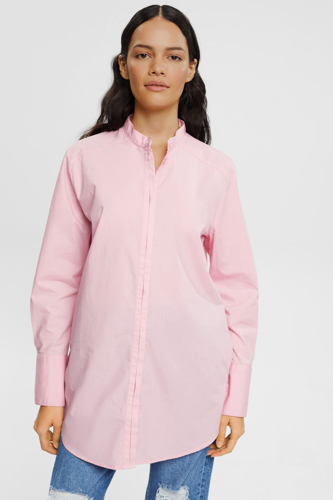 Bluse mit rundem Ausschnitt, organische Baumwolle