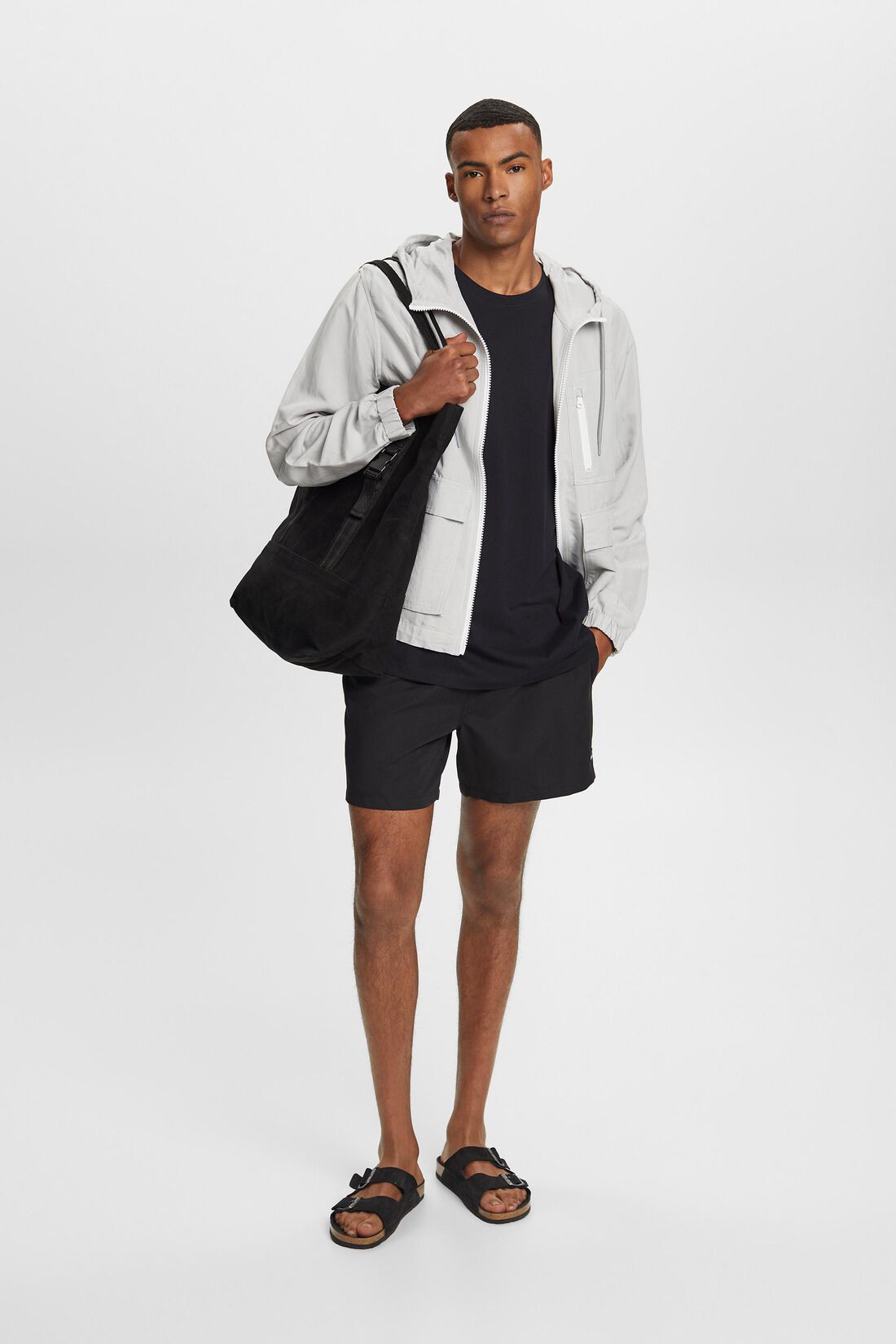 &Uuml;bergangsjacke mit Kapuze, Leinenmix
