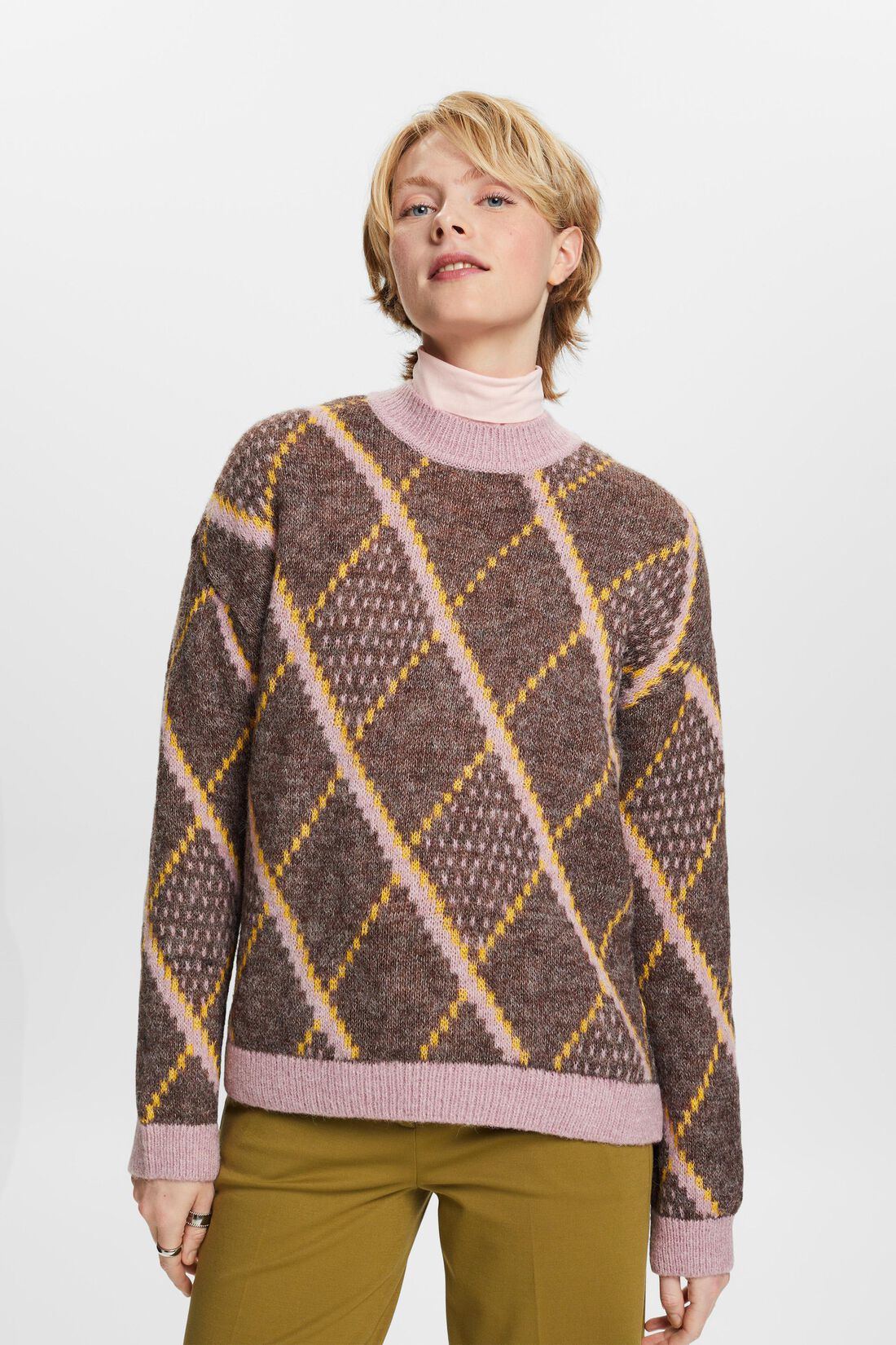 Karierter Pullover aus Wollmix
