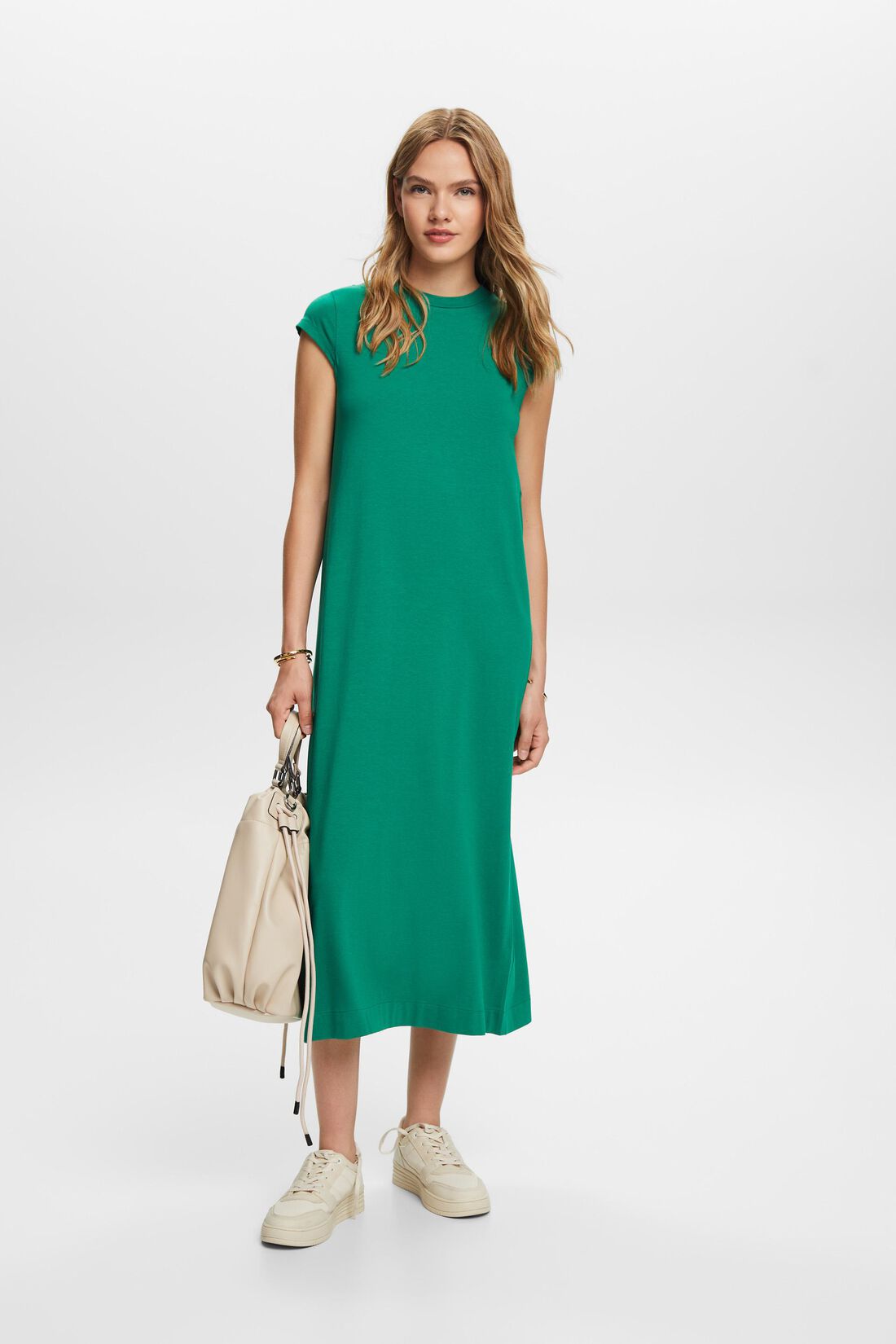T-Shirt-Kleid in Midil&auml;nge aus Jersey