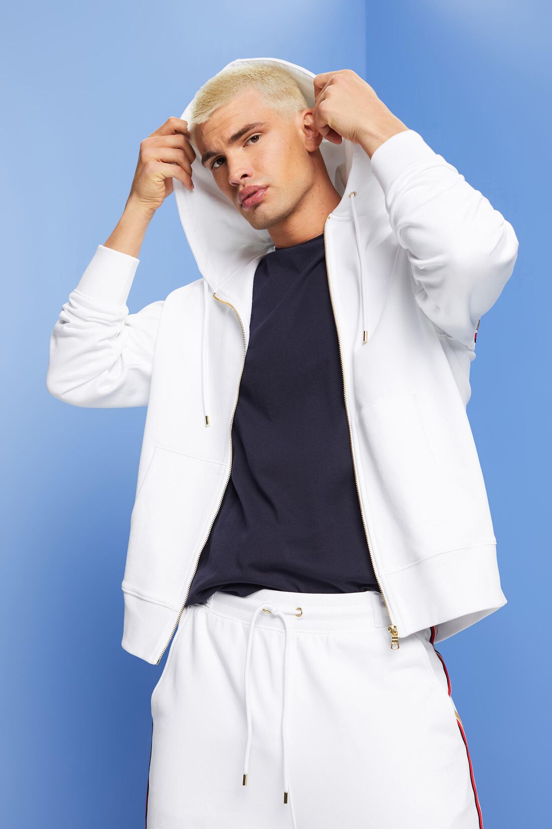 Gestreifter Hoodie aus Baumwollfleece