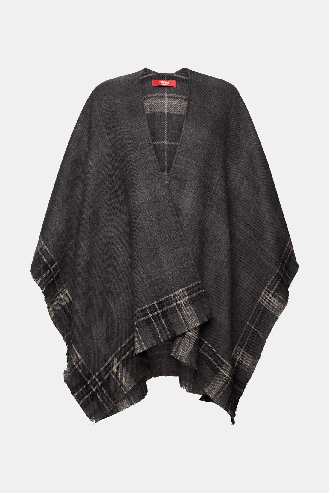 Einfarbiger, vorne offener Poncho