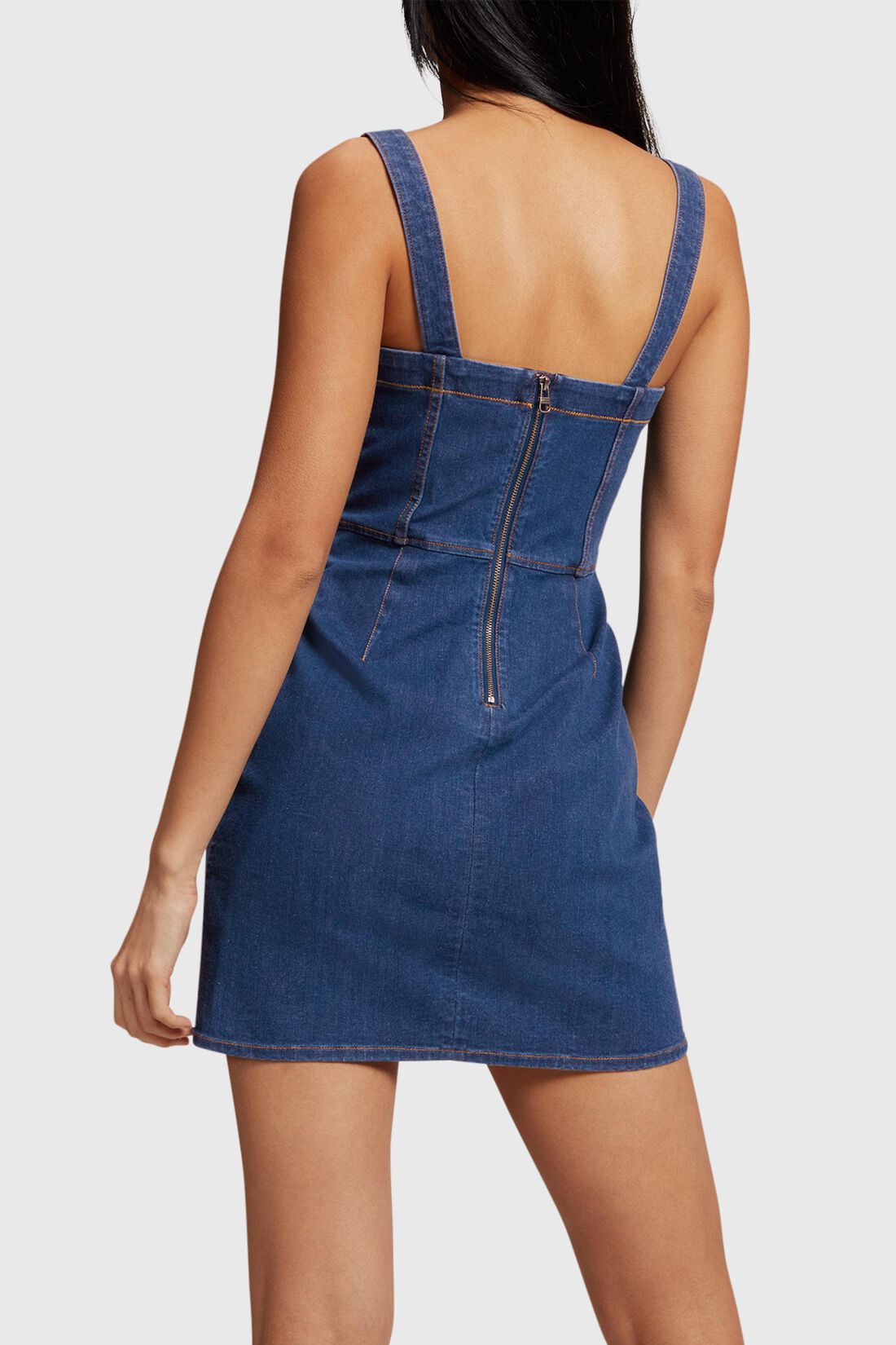 K&Ouml;RPERFORMENDES 4-Wege-Stretch-Denim Bustierkleid