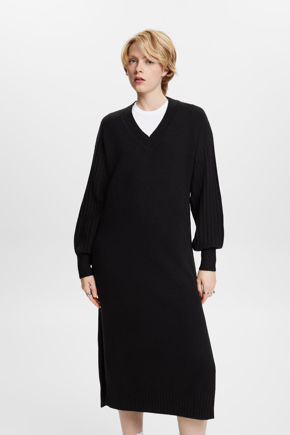 Strick-Midikleid aus Wollmix
