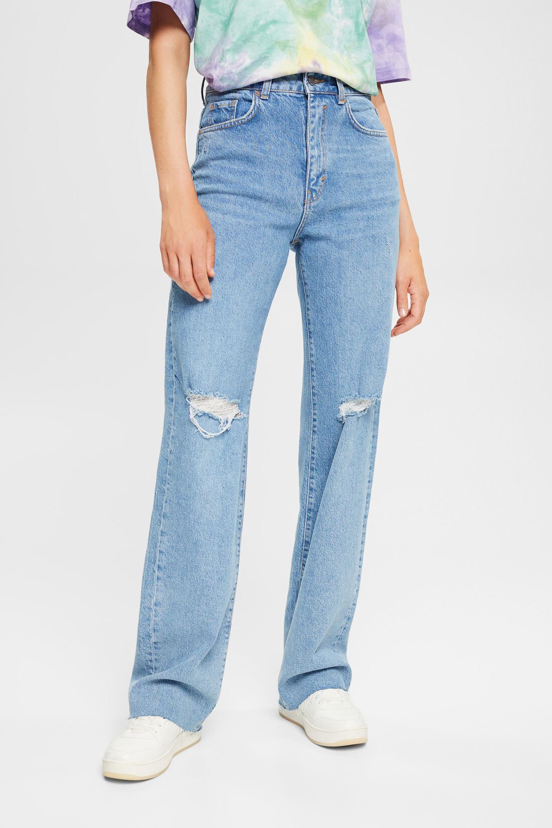 Wide-Leg-Jeans mit Destroyed-Effekten