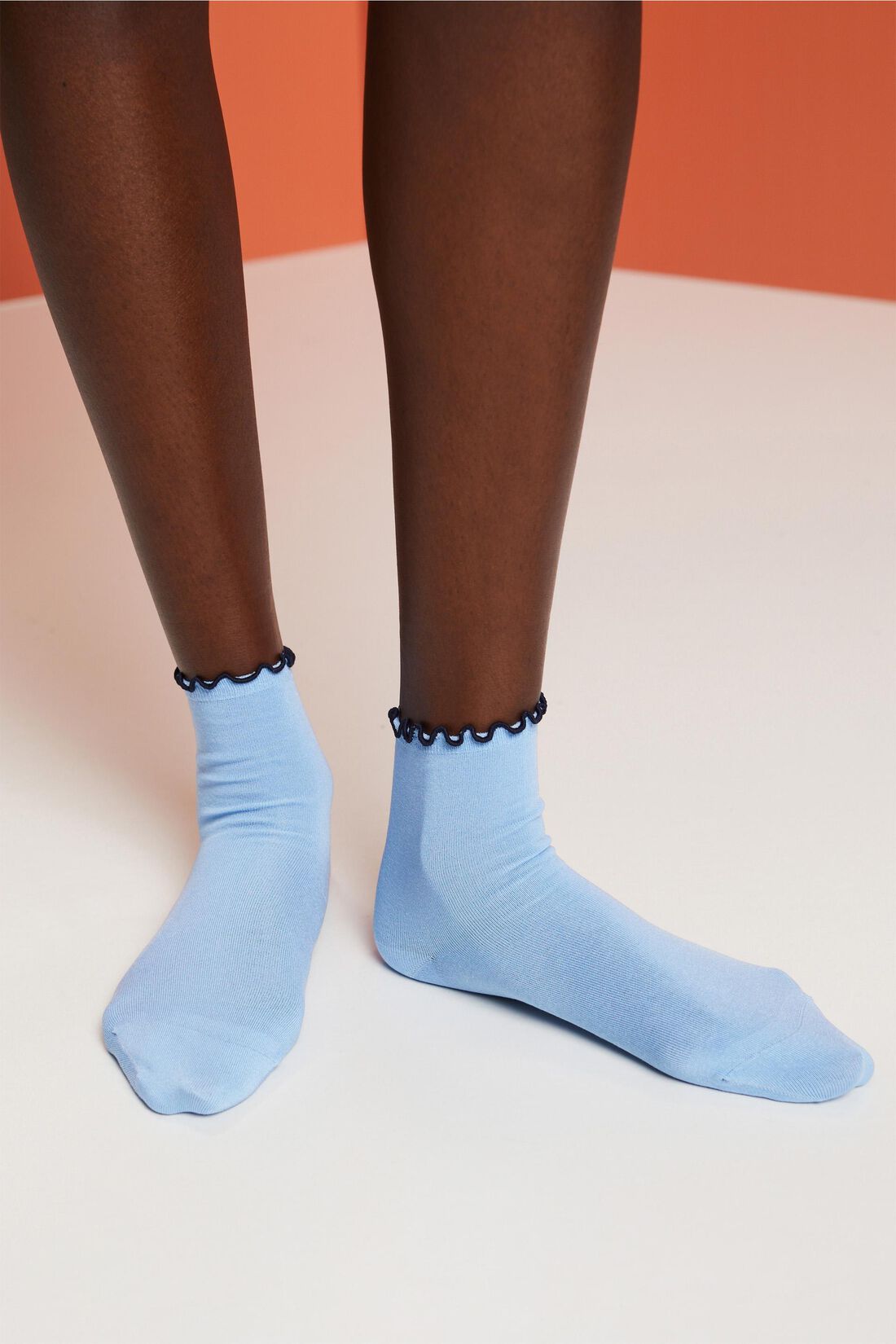 2er-Pack halbhohe Socken mit R&uuml;schen
