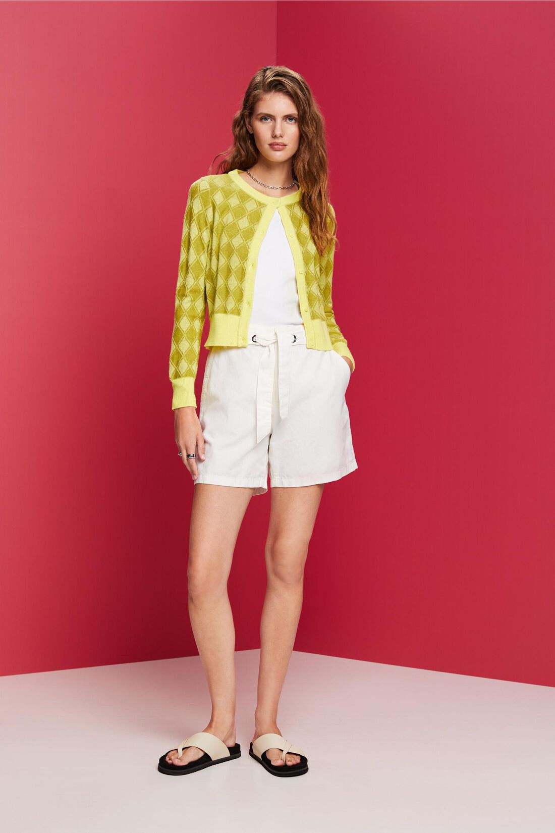 Shorts mit Bindeg&uuml;rtel, Baumwoll-Leinenmix