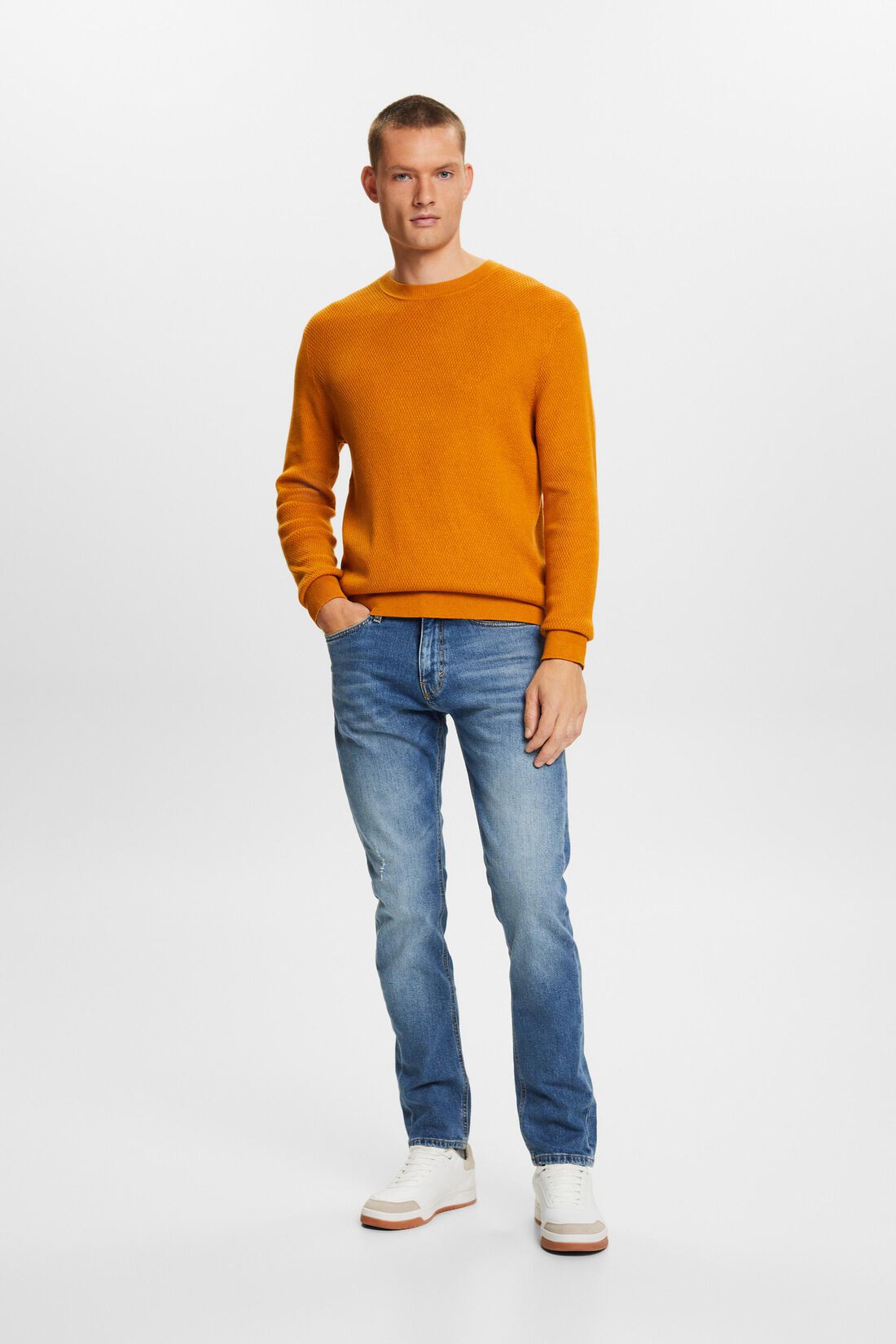 Strukturierter Strickpullover mit Rundhalsausschnitt