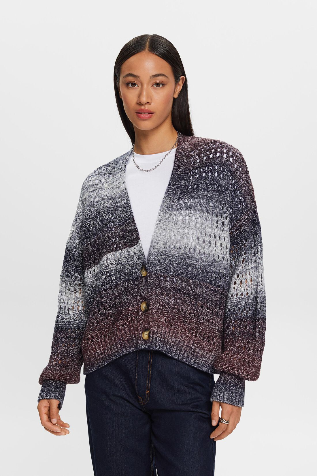 Offen gestrickter D&eacute;grad&eacute;-Cardigan