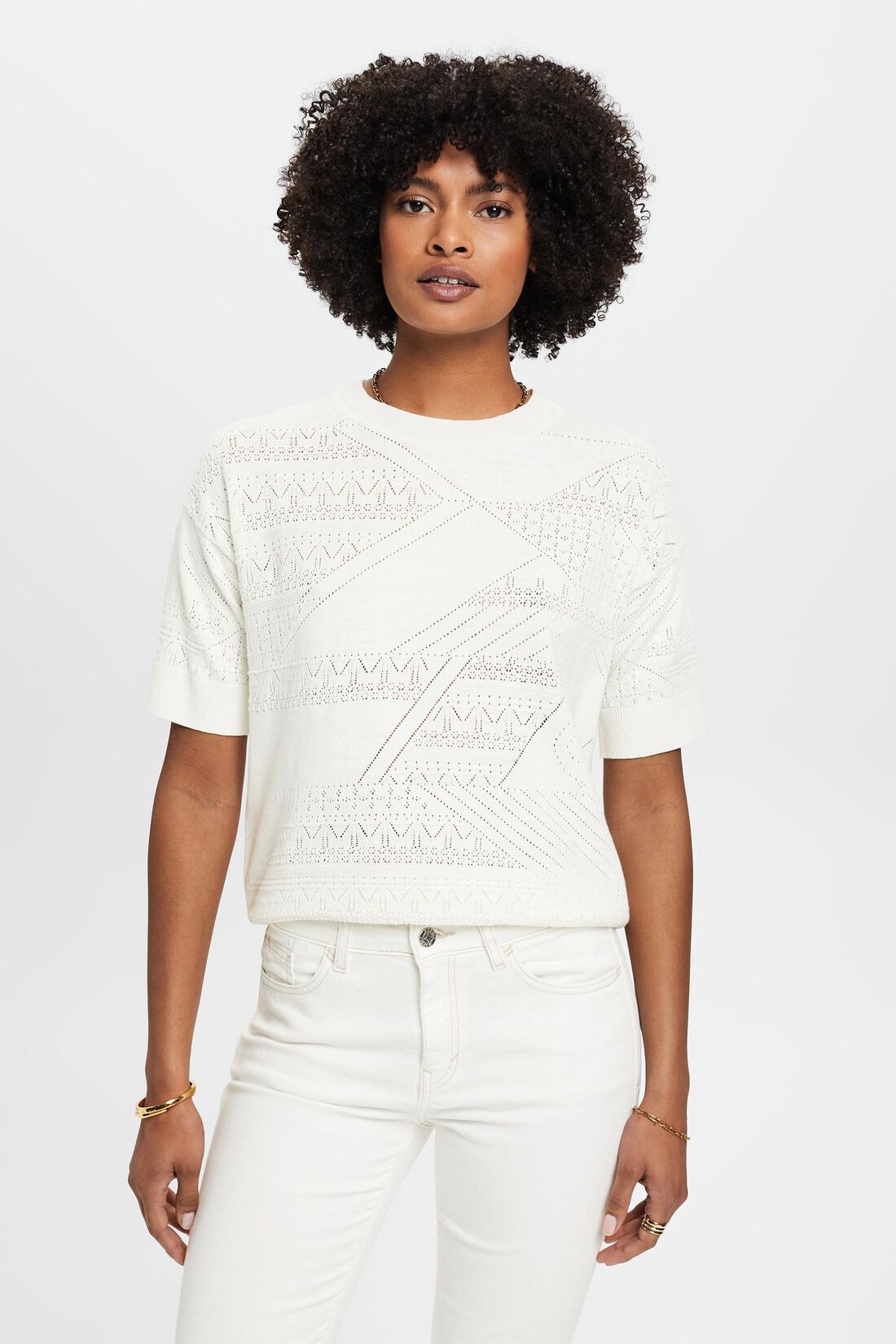 Kurz&auml;rmeliger Pullover aus Leinenmix