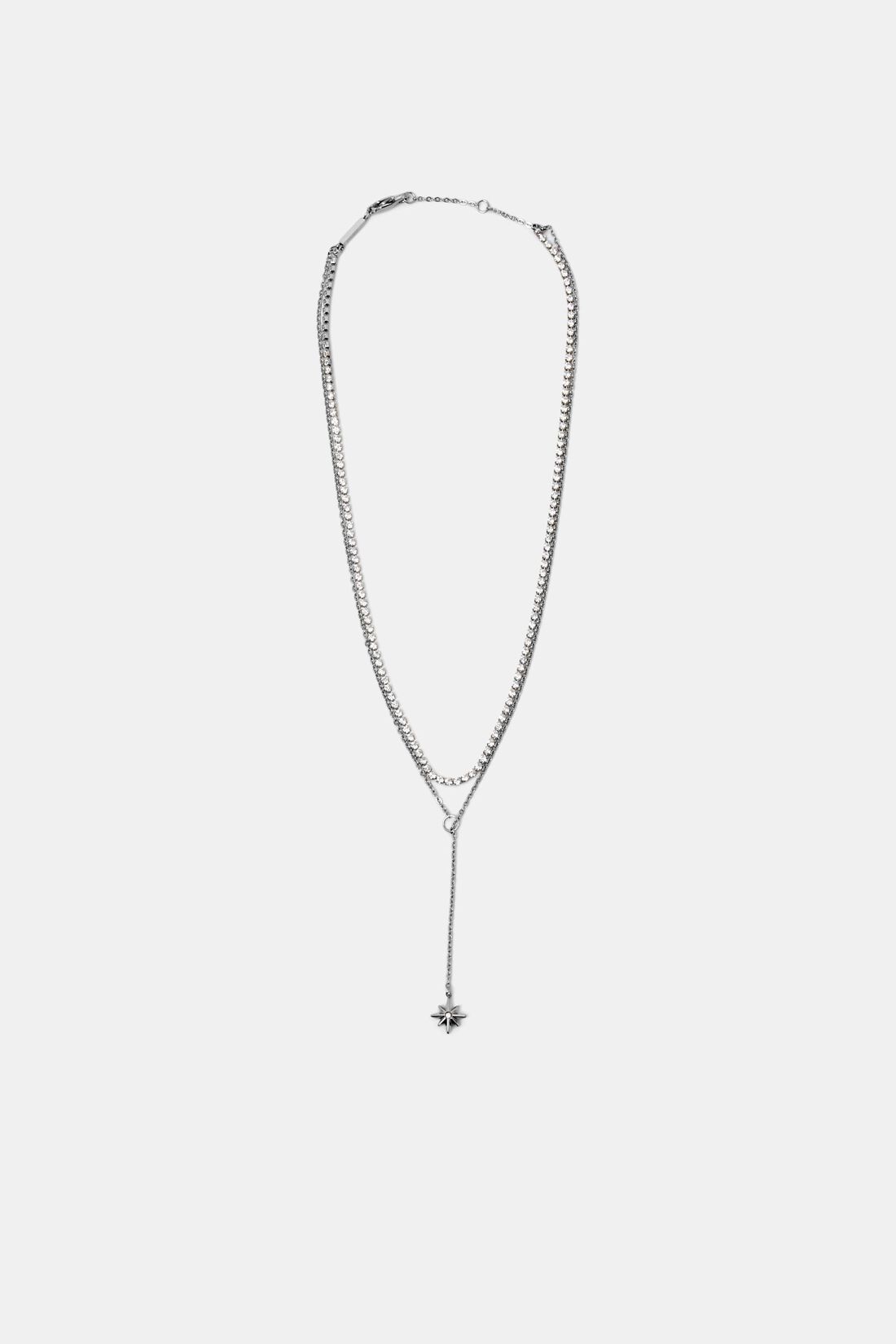 Kette im Layering-Design mit Zirkonia, Edelstahl