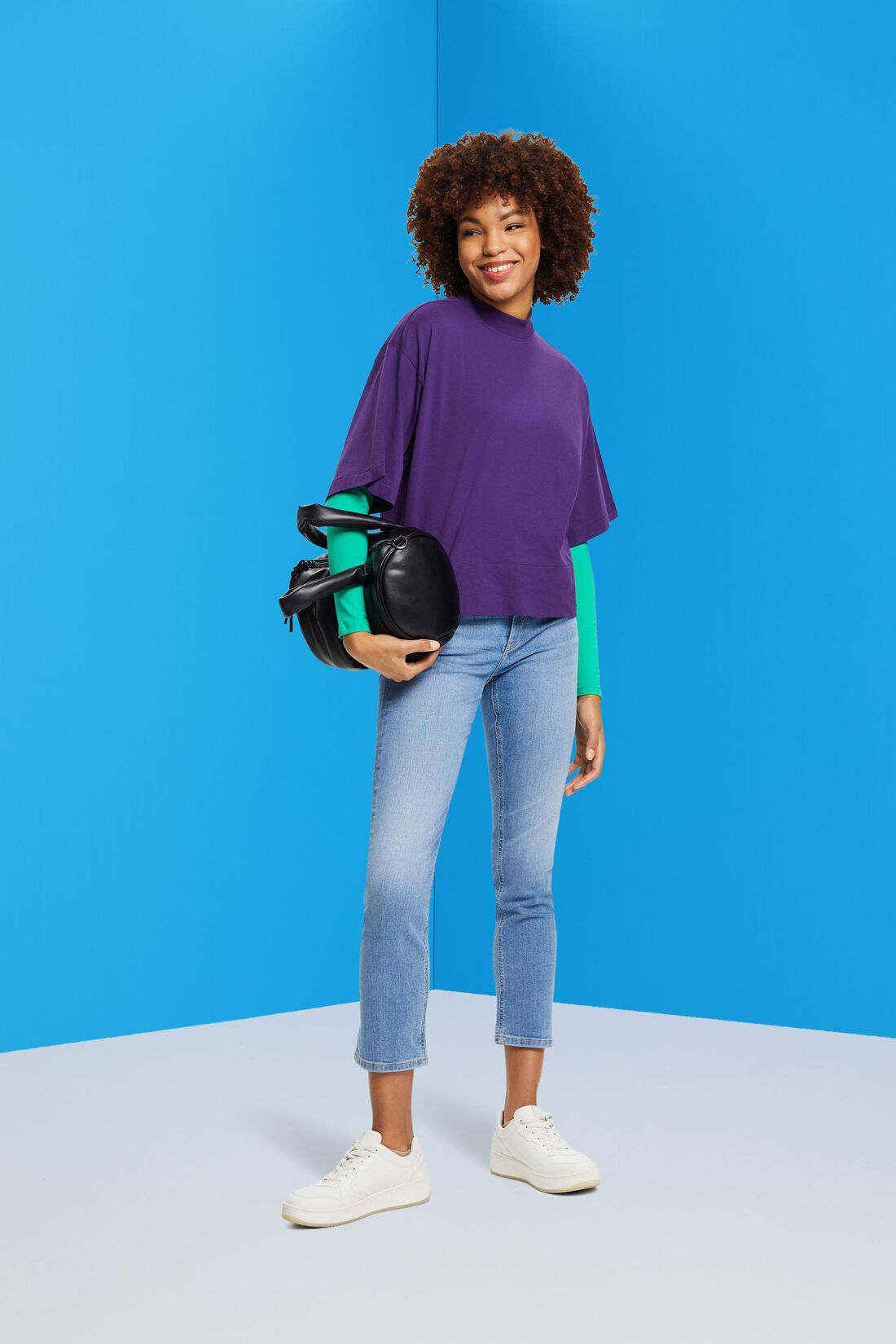 Cropped-Jeans mit mittelhohem Bund