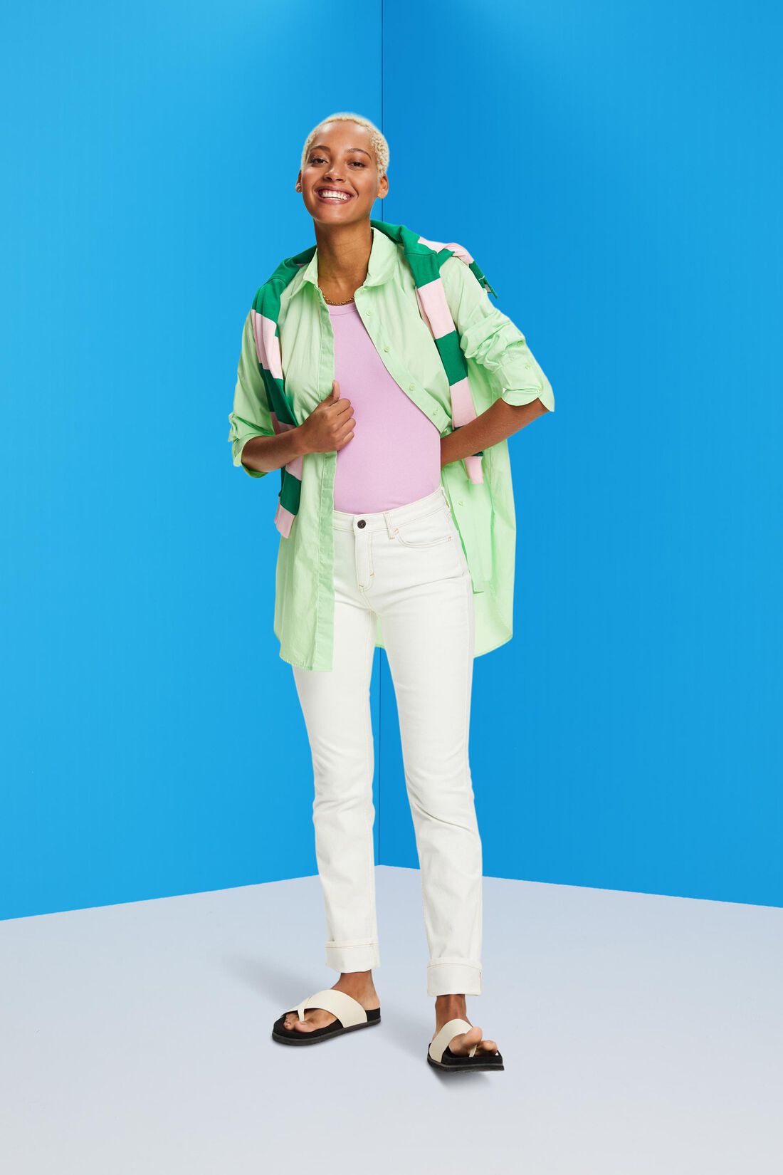 High-Rise-Jeans mit geradem Bein