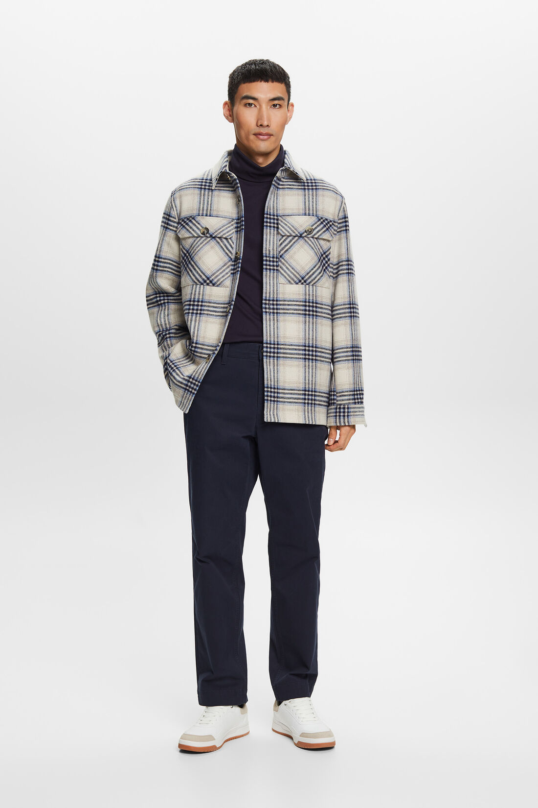Kariertes Overshirt aus Wollmix