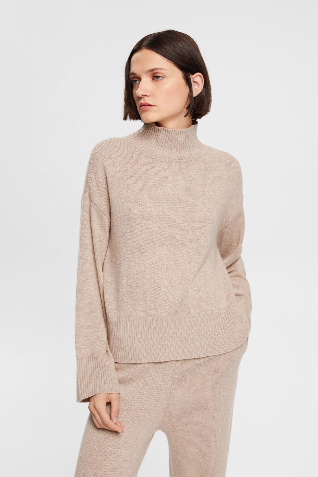 Pullover mit Mock-Neck aus Baumwollgemisch, LENZING&trade; ECOVERO&trade;