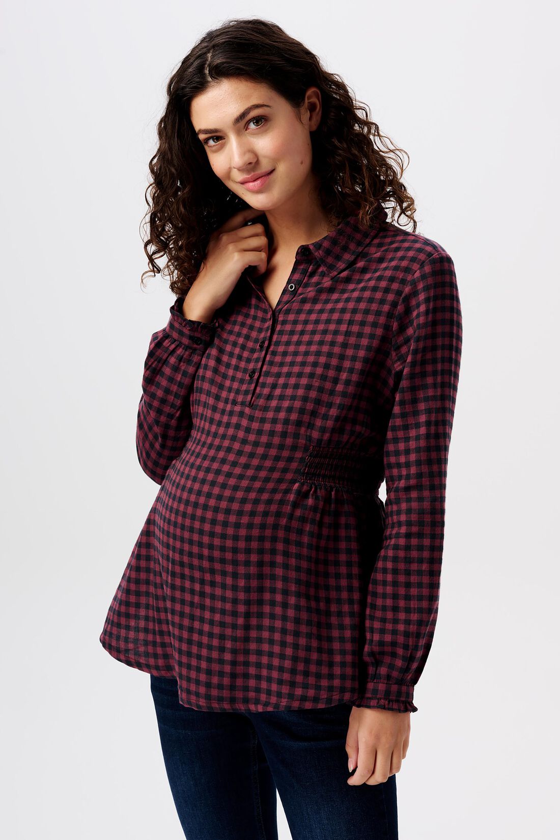 Karierte Flanellbluse mit Stillfunktion