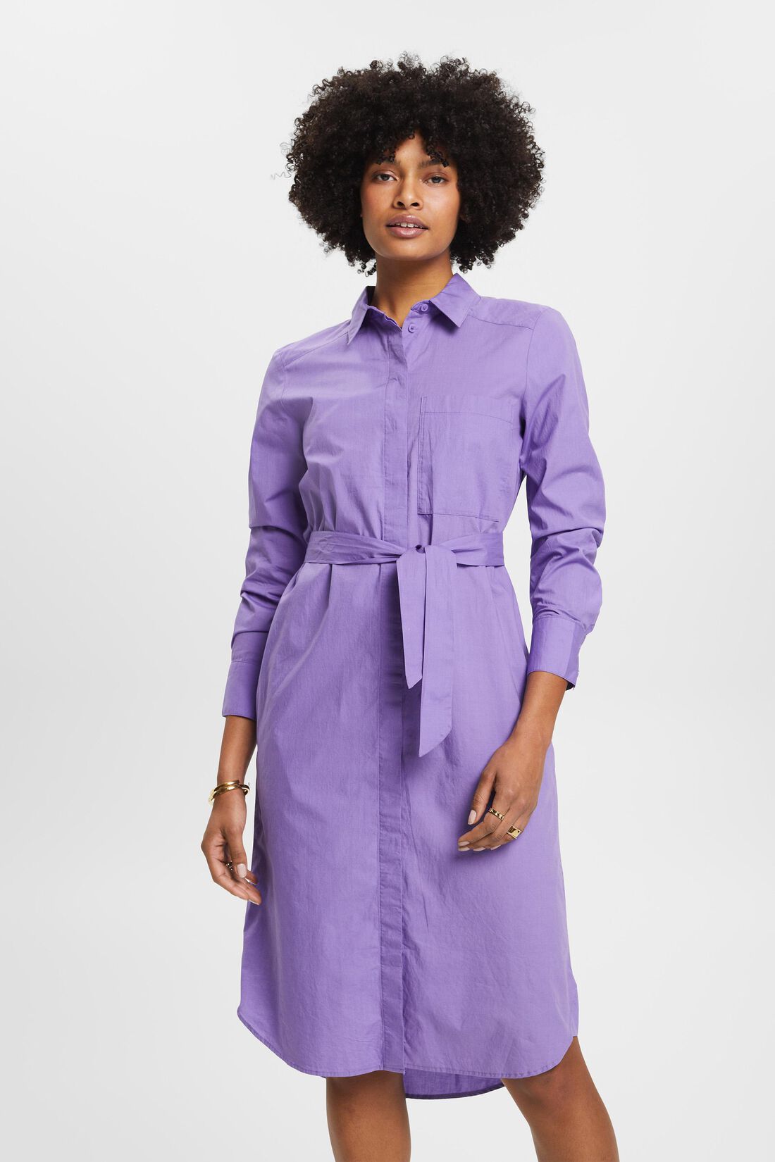 Hemdkleid aus Baumwolle mit Bindeg&uuml;rtel