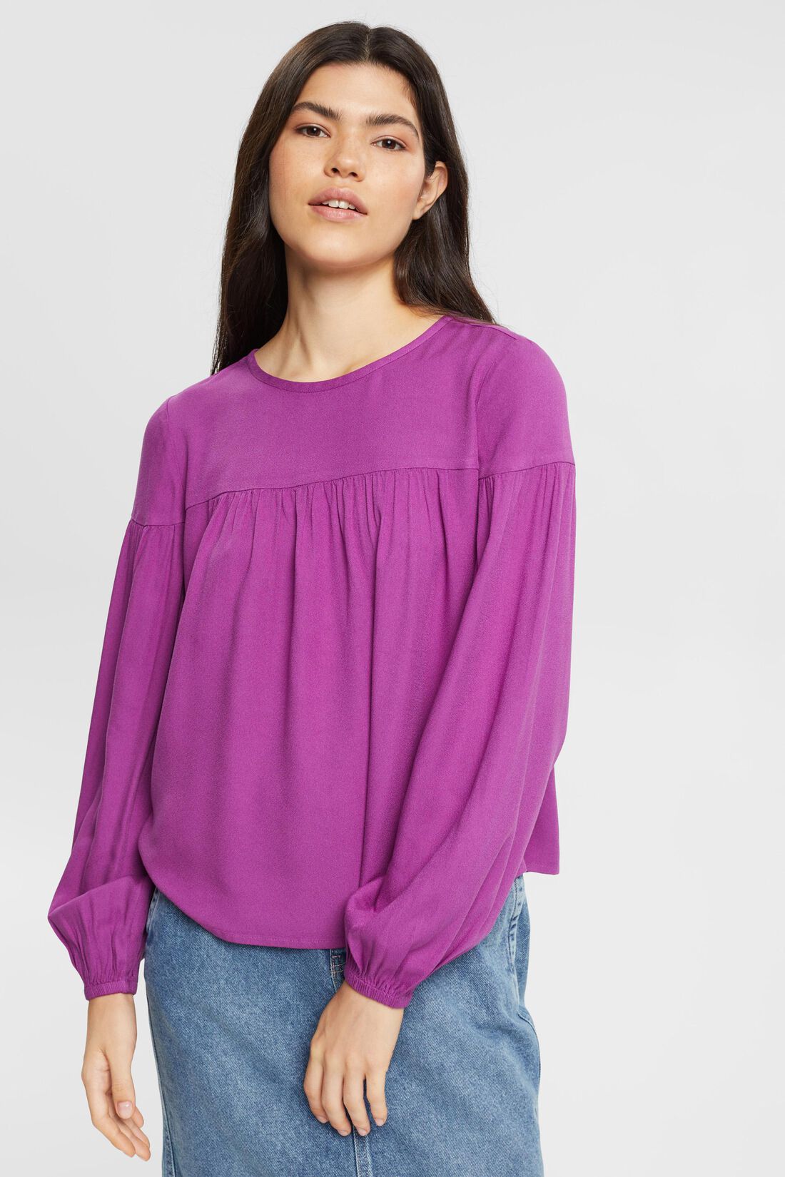 Bluse mit Einsatz, LENZING&trade; ECOVERO&trade;