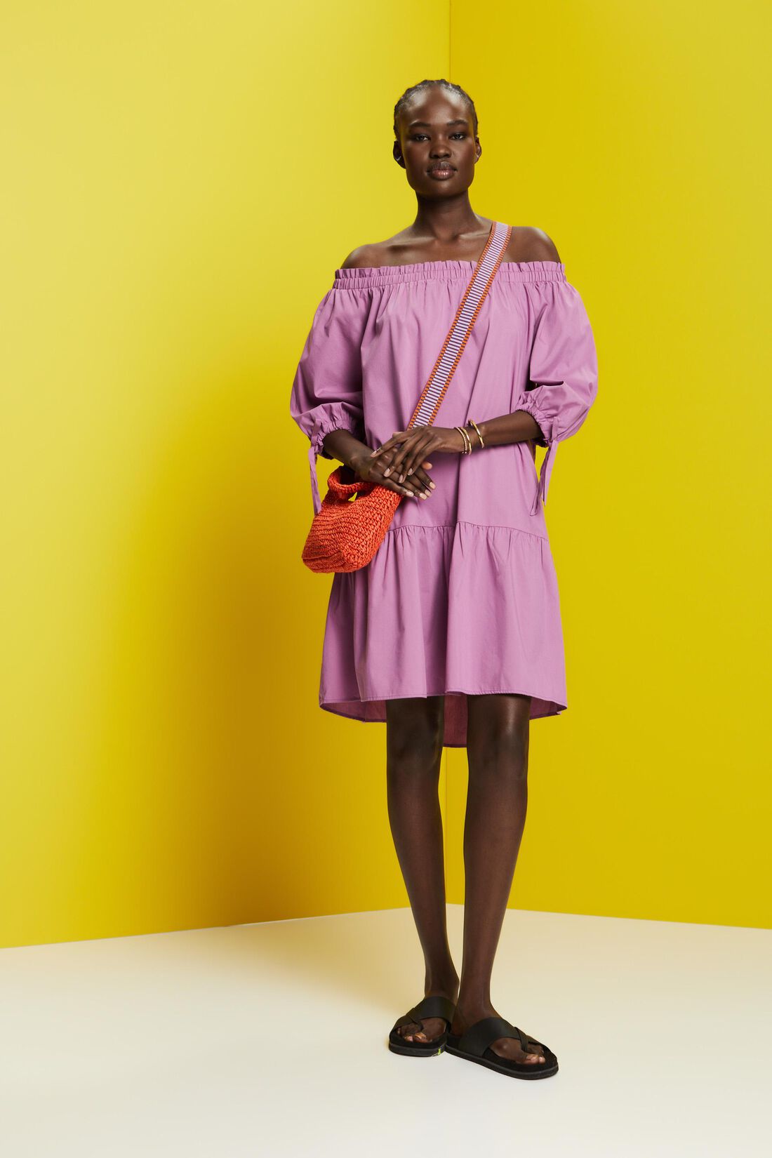 Off-Shoulder-Minikleid aus Popeline