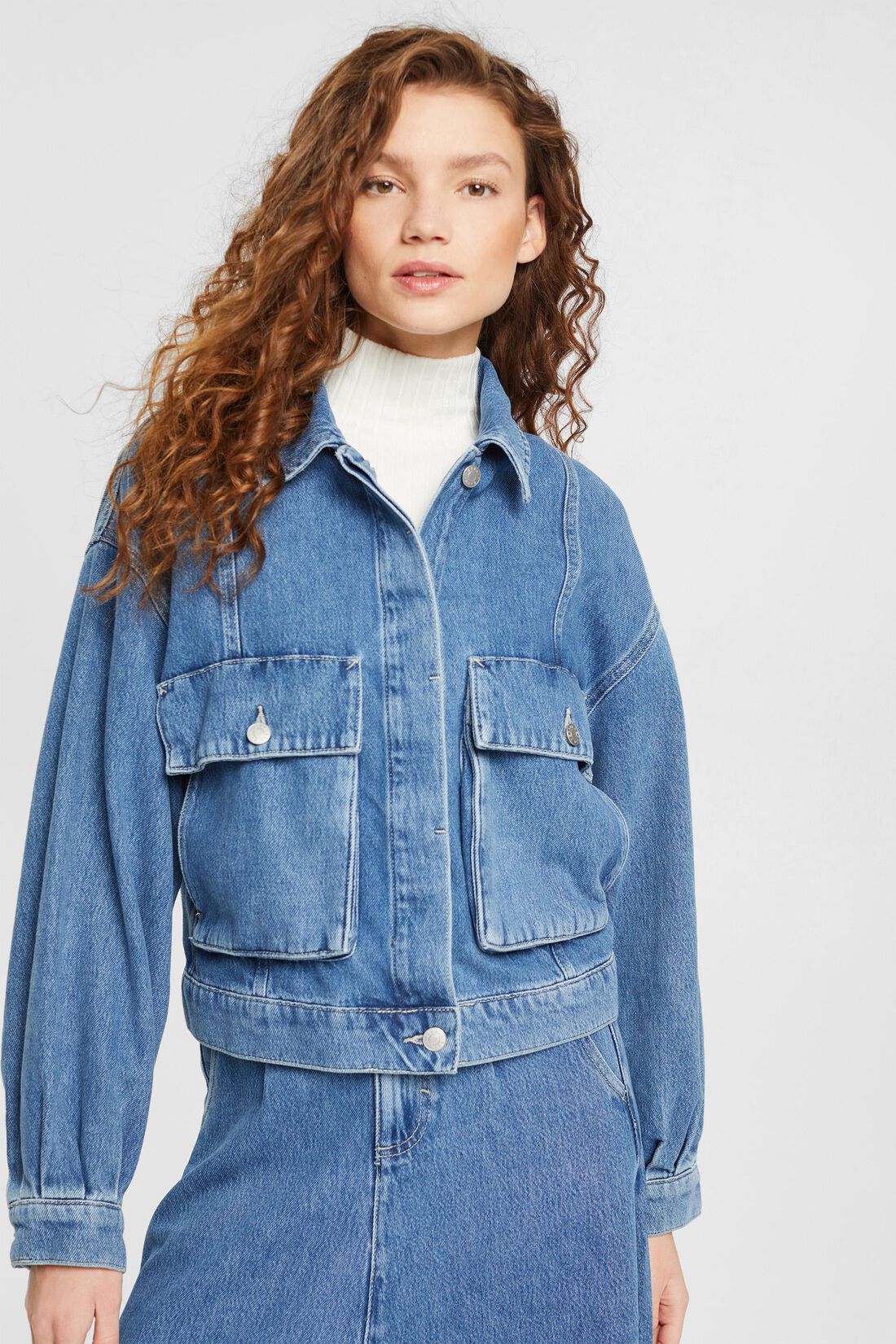 Jeansjacke mit Puff&auml;rmeln