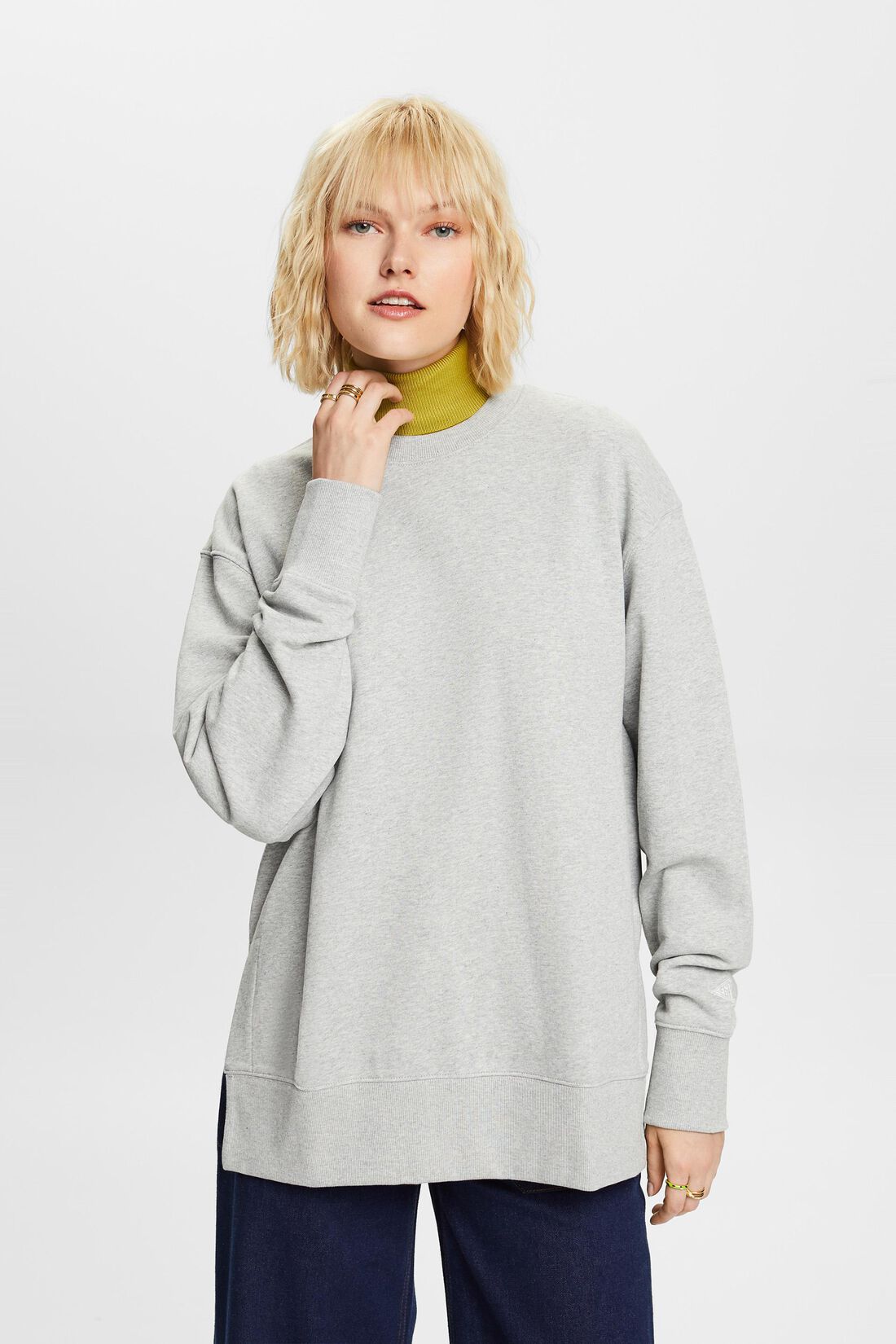Oversized Rundhals-Sweatshirt mit geschlitztem Saum
