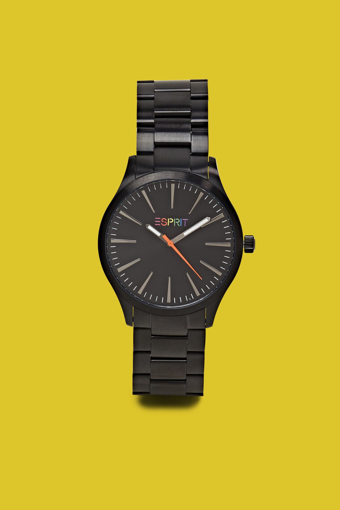 Edelstahl-Armbanduhr mit mehrfarbigem Logo