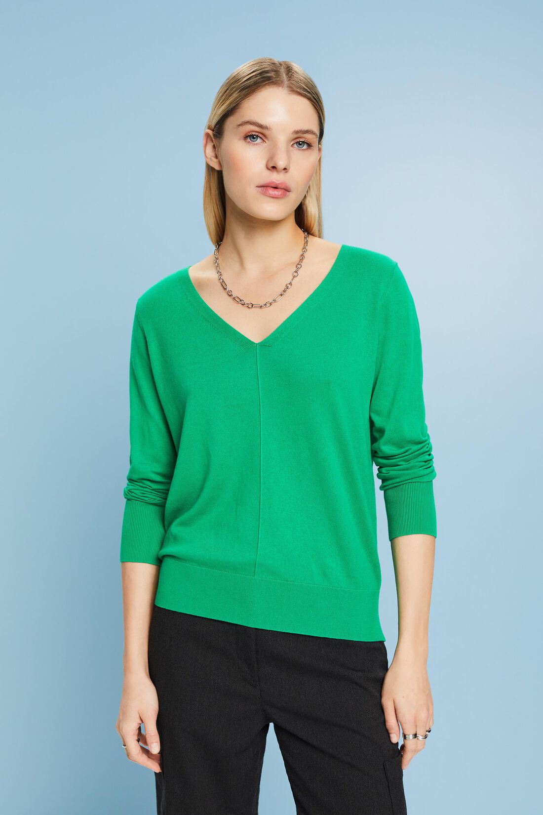Baumwollpullover mit V-Ausschnitt
