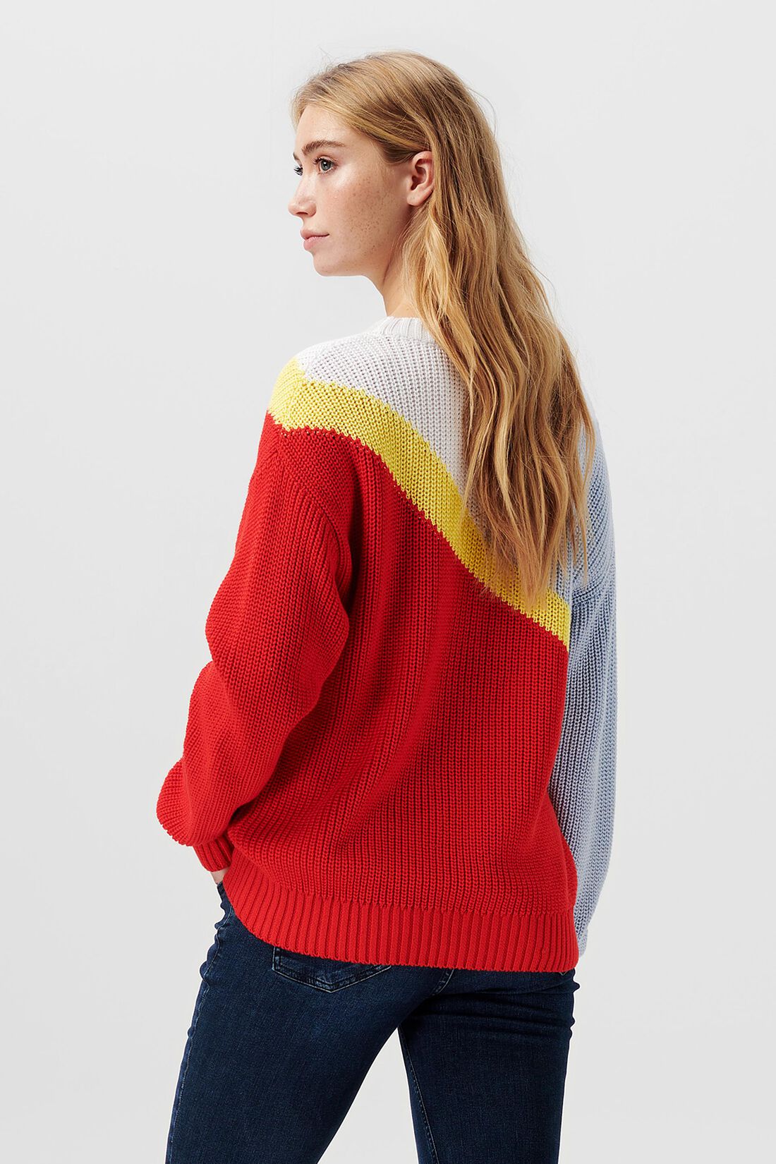 Strickpullover im Colorblock-Design, Bio-Baumwolle