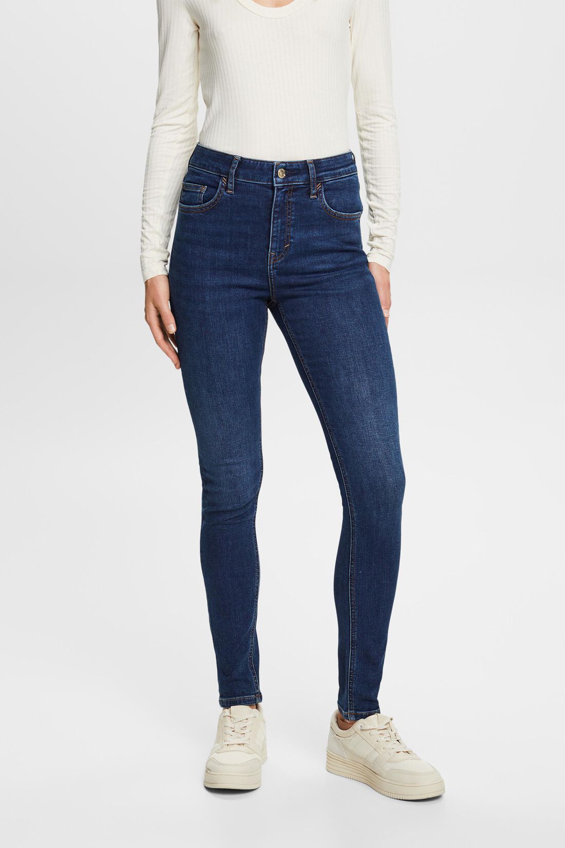 Schmale Jeans mit hohem Bund