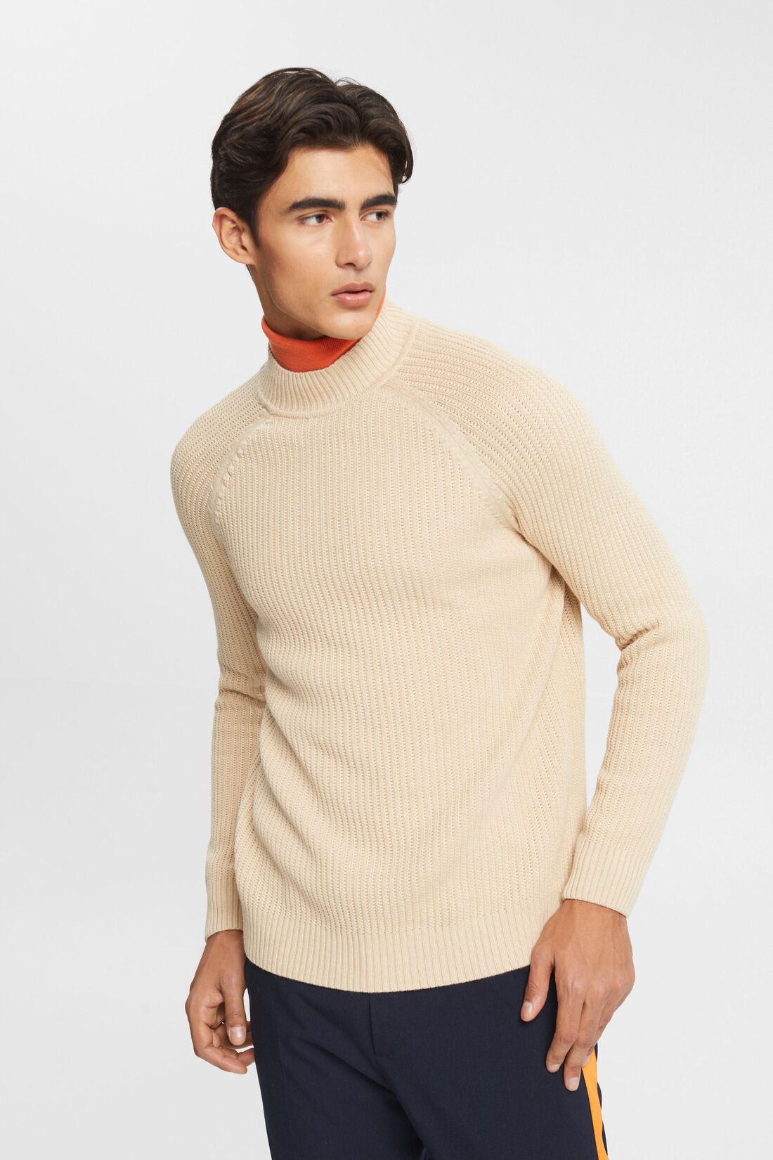 Strickpullover mit kurzem Stehkragen