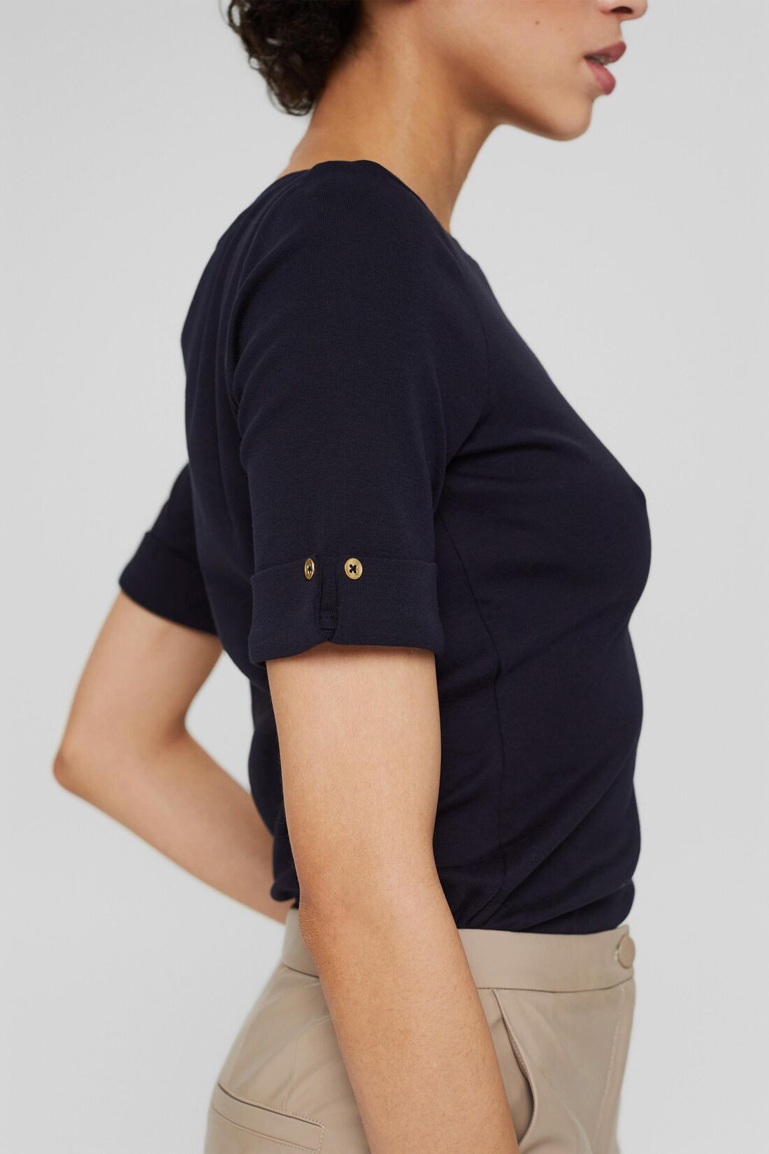T-Shirt aus Bio-Baumwolle mit umgeschlagenem &Auml;rmel