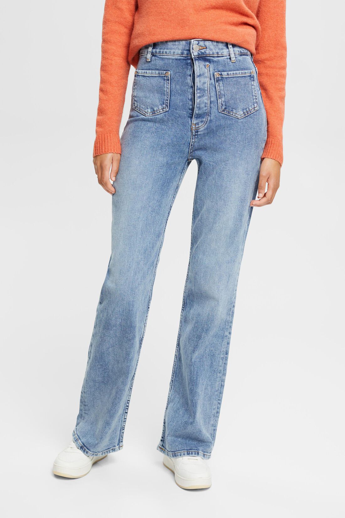 Jeans mit geradem Bein und mittlerer Bundh&ouml;he