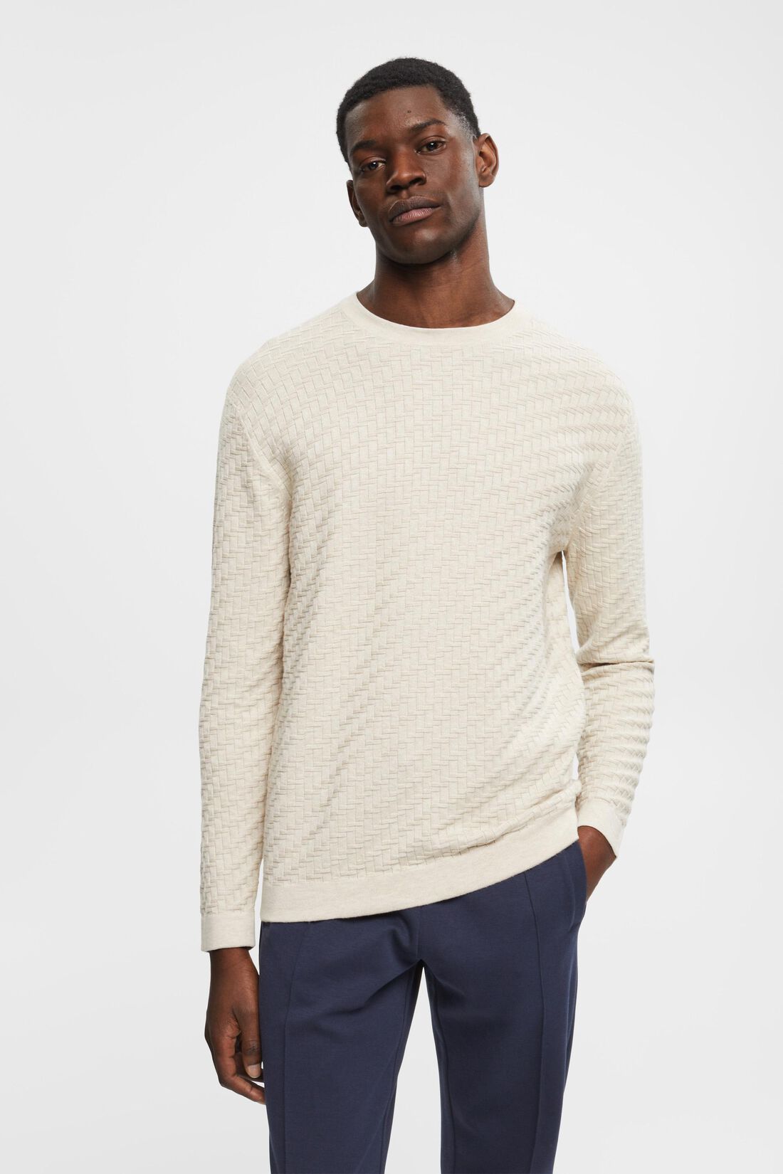 Texturierter Pullover mit Rundhalsausschnitt