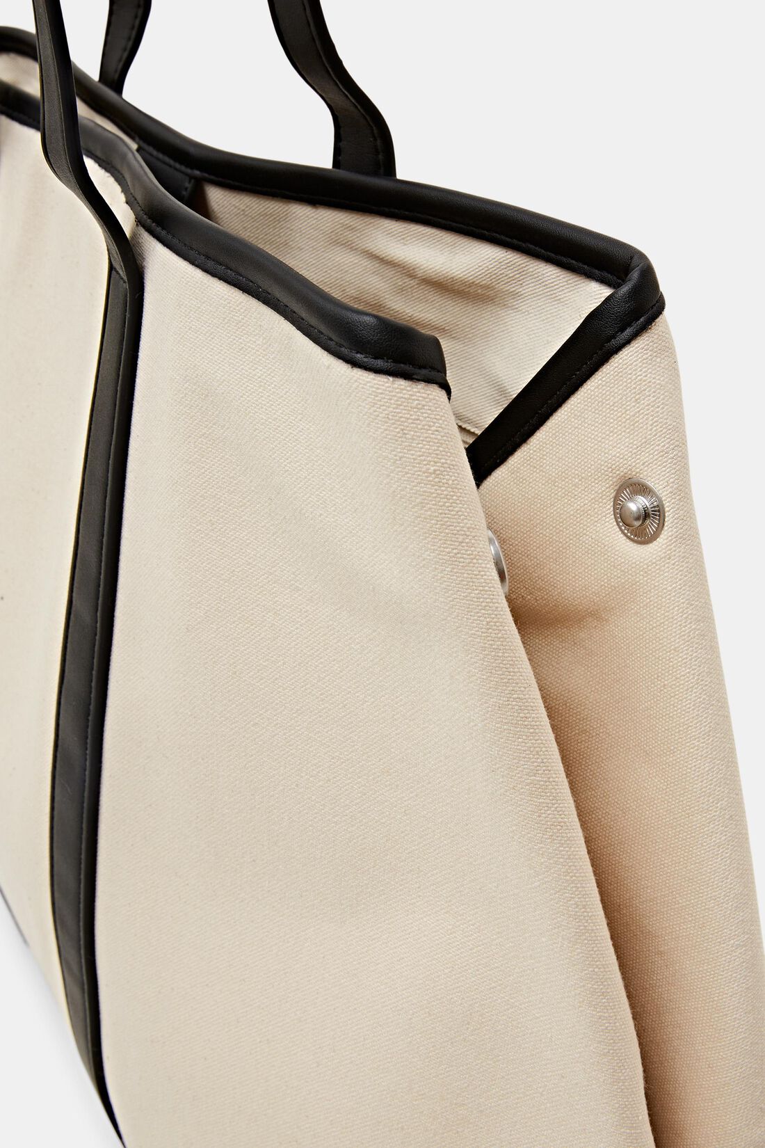 Canvas Tote mit Details in Lederoptik