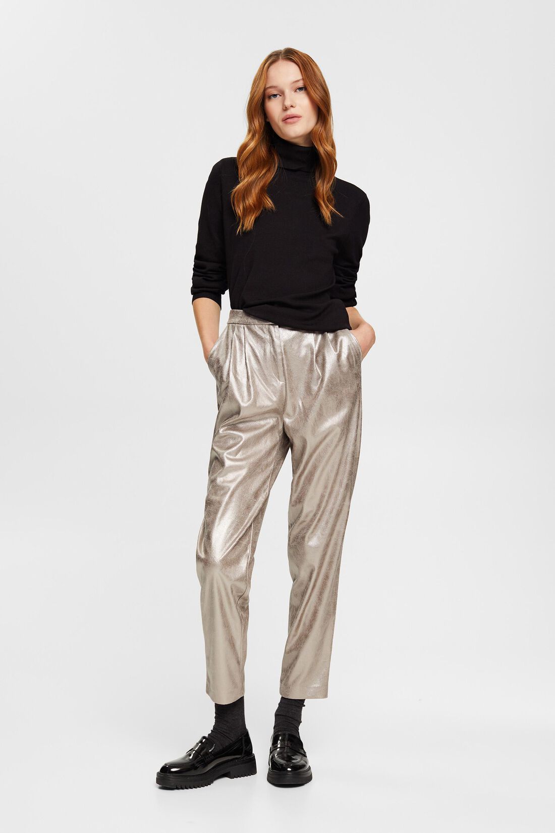 Metallic-Pants aus Kunstleder