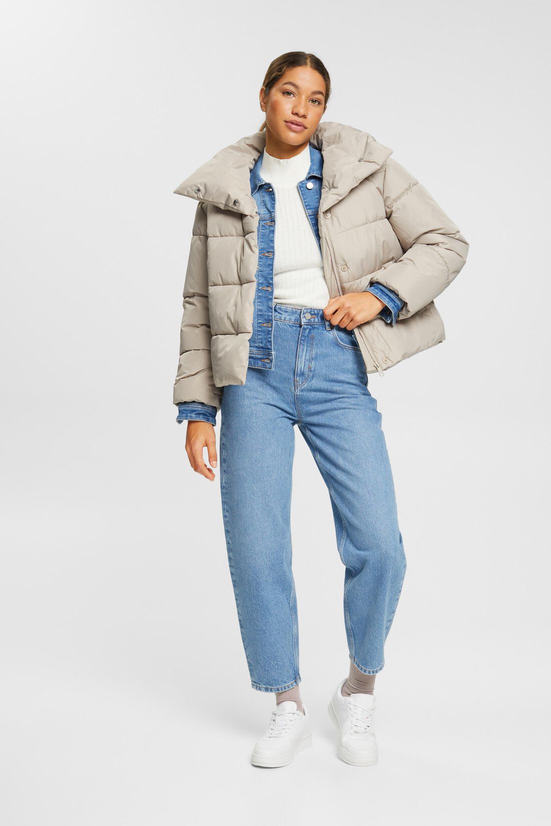 Jeansjacke im Used-Look, Organic Cotton