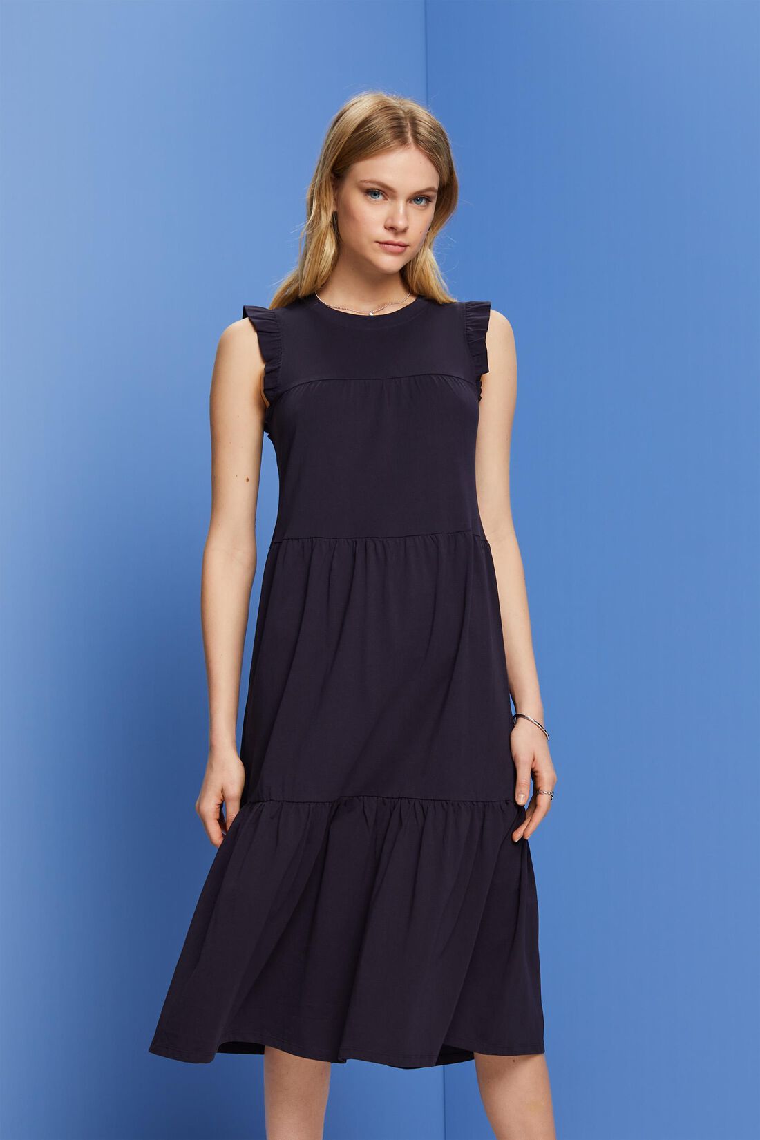 Gemustertes Jersey-Midikleid, 100 % Baumwolle