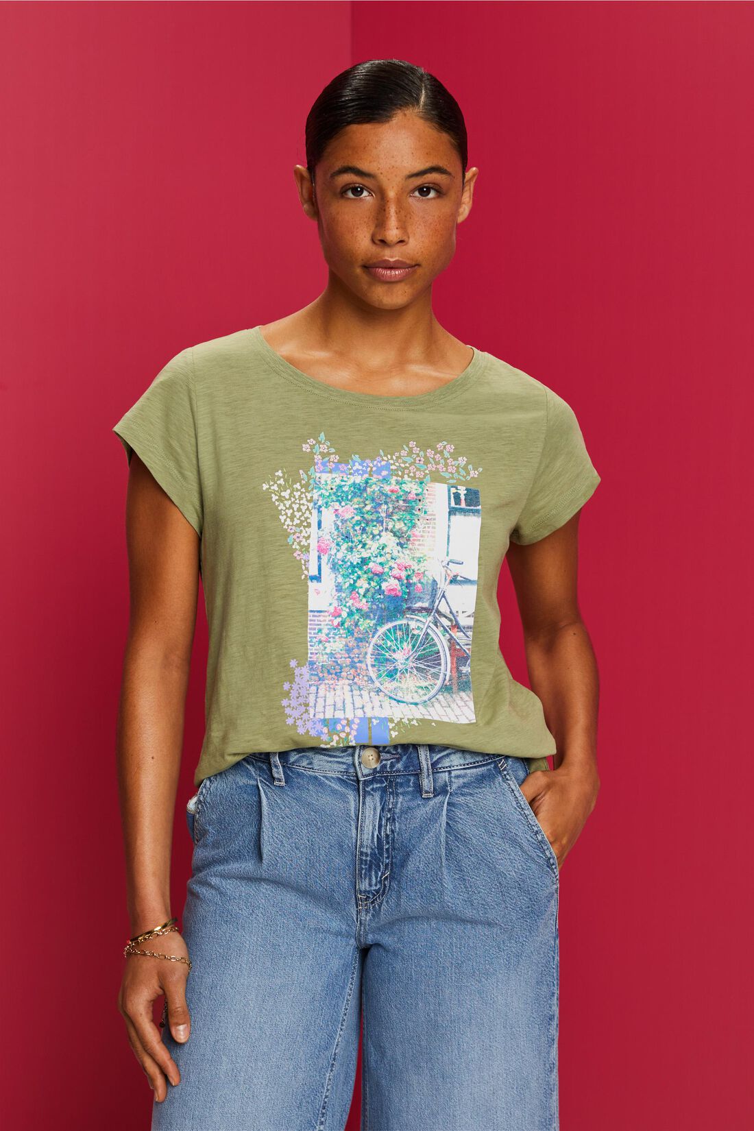 T-Shirt mit Print auf der Vorderseite, 100 % Baumwolle